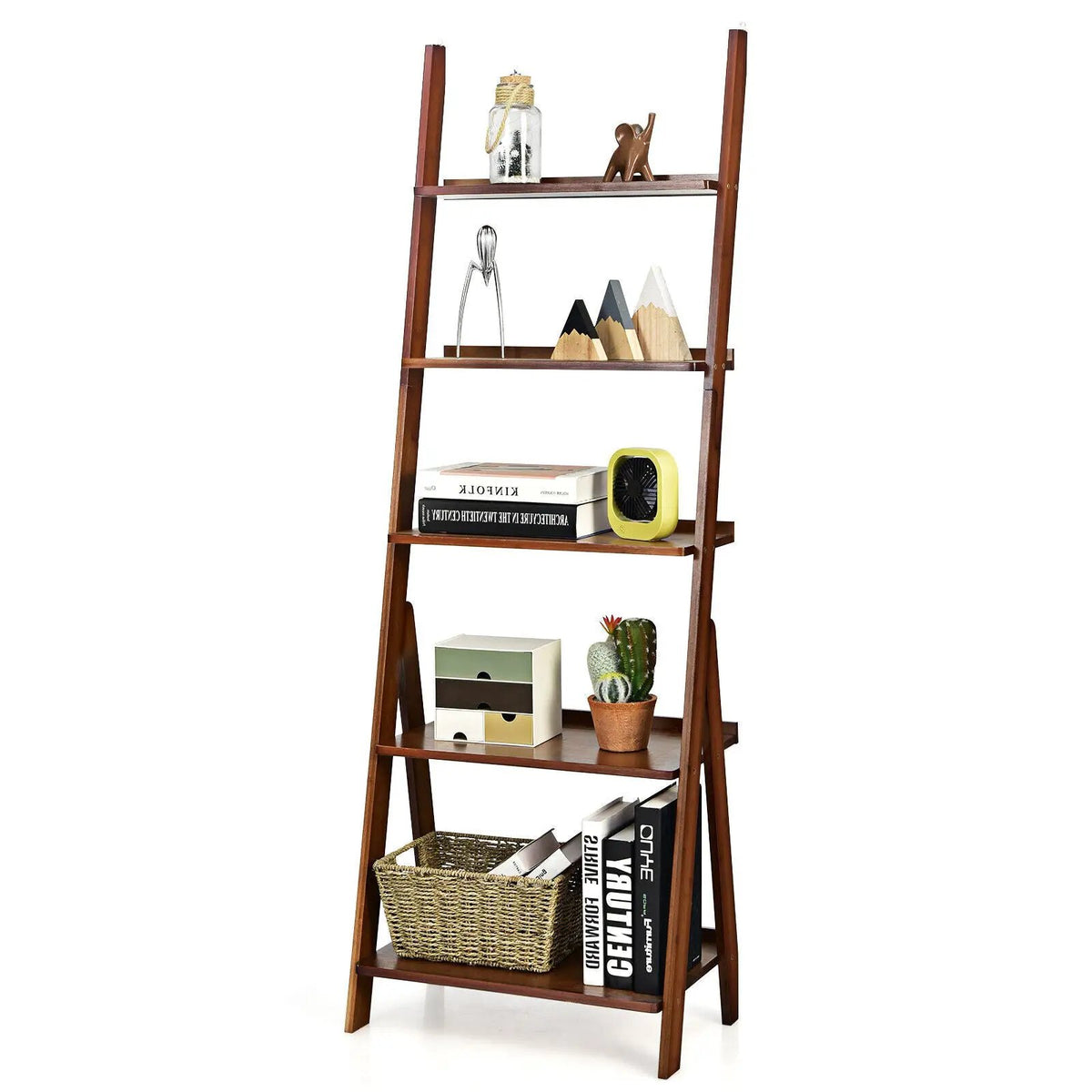 5-Tier Bamboo Ladder Shelf for Home Use by DirectDeals