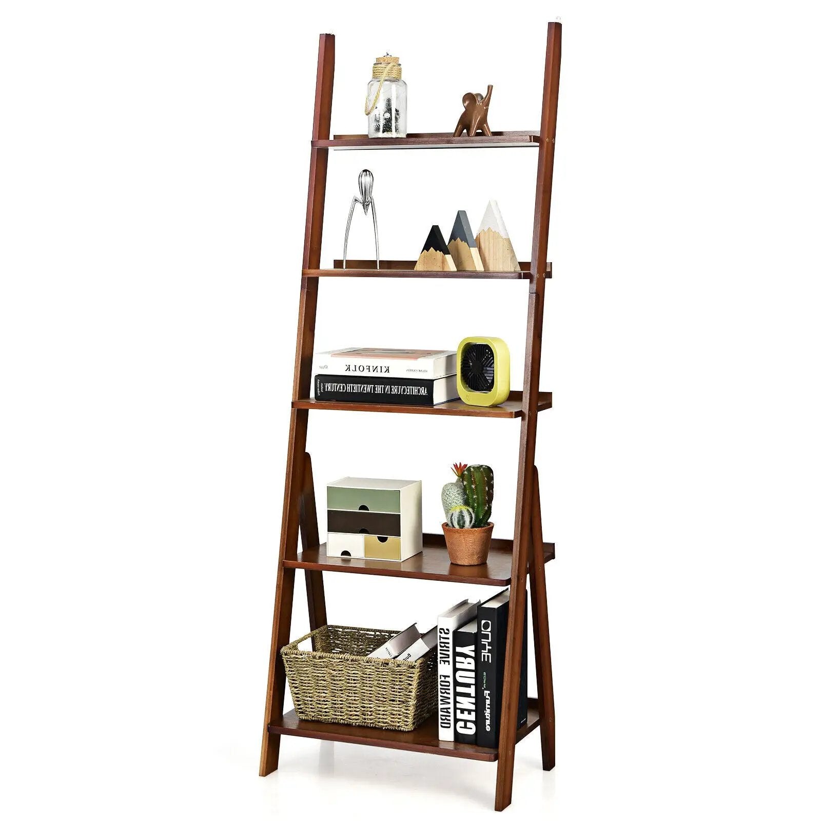 5-Tier Bamboo Ladder Shelf for Home Use by DirectDeals