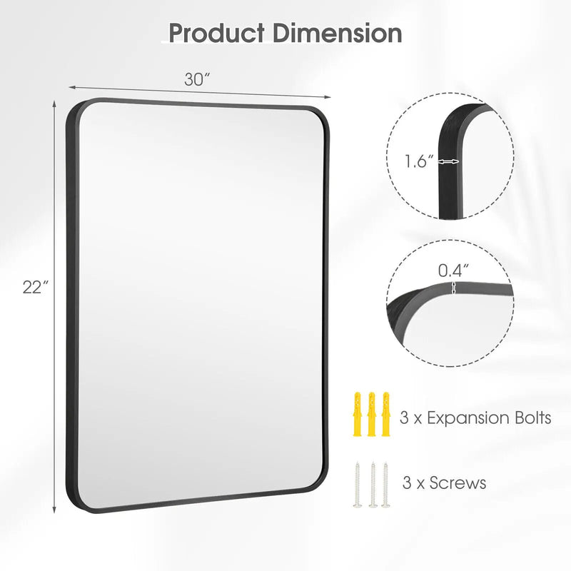 Metal Framed Bathroom Mirror with Rounded Corners by DirectDeals