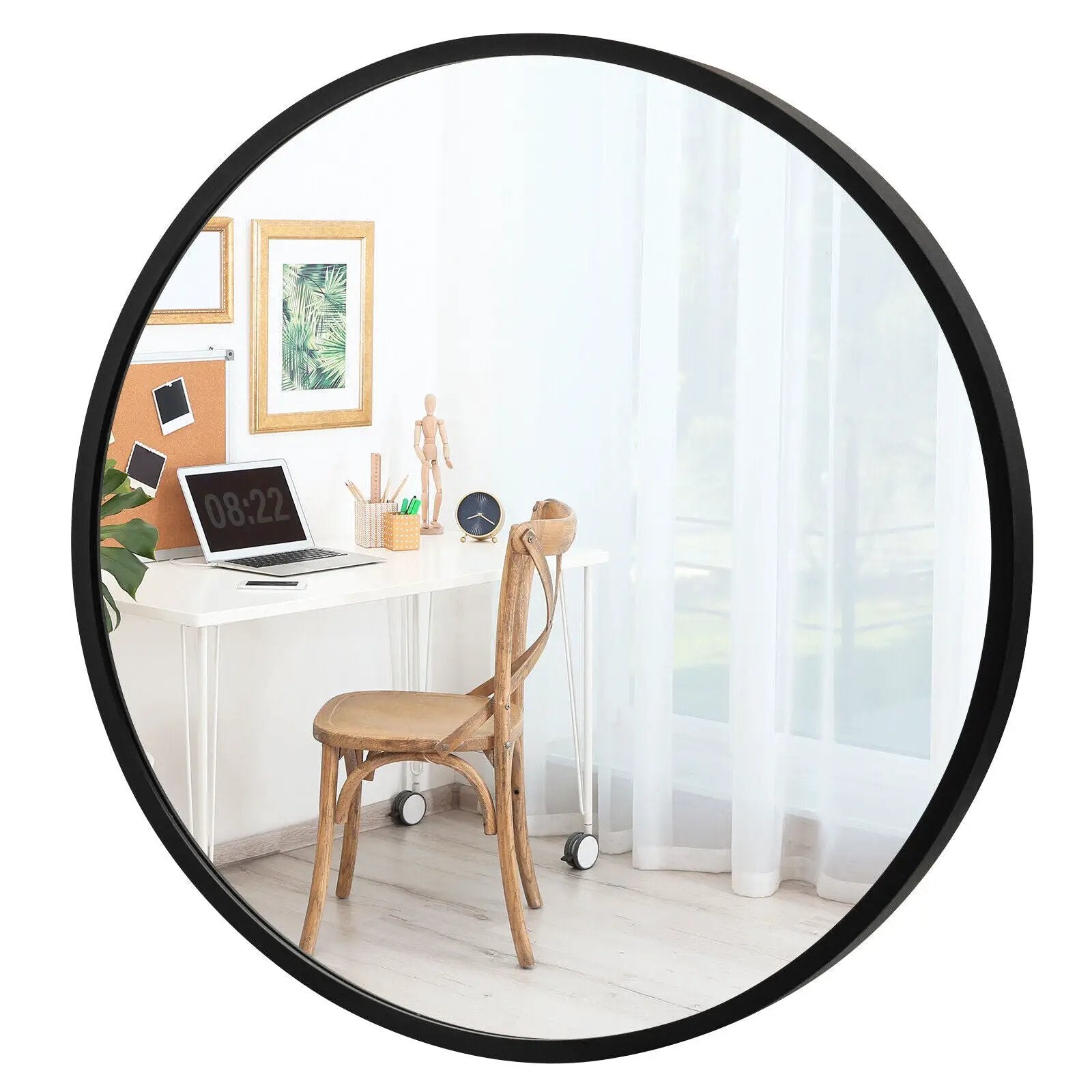 16-inch Round Wall Mirror with Aluminum Alloy Frame by DirectDeals