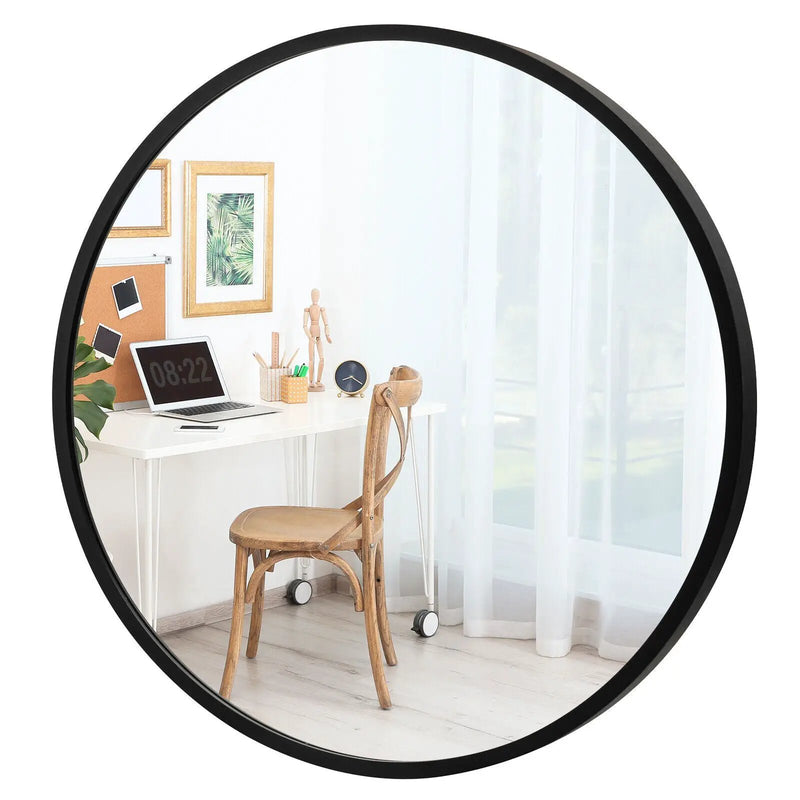 16-inch Round Wall Mirror with Aluminum Alloy Frame by DirectDeals