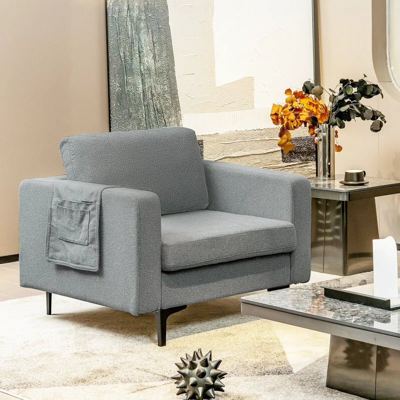 Modern Accent Armchair with Side Storage Pocket by DirectDeals
