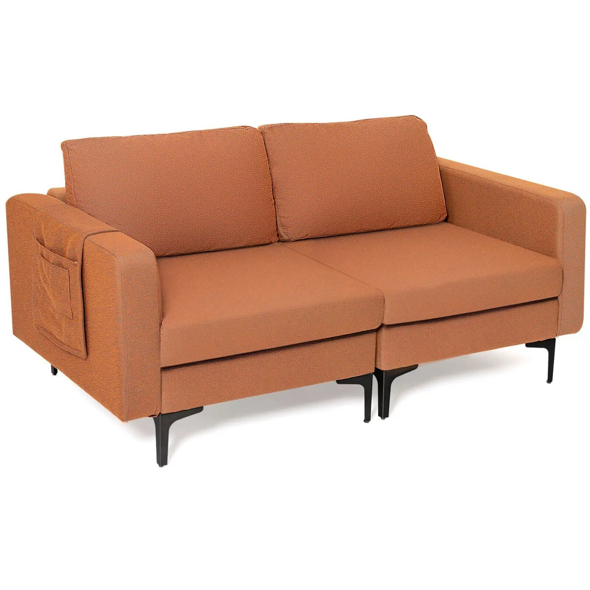 Modern Loveseat Sofa Couch with Side Storage Pocket and Sponged Padded Seat Cushions by DirectDeals