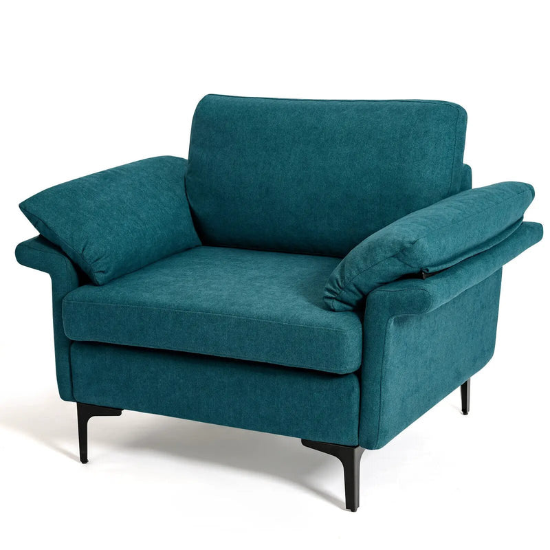 Modern Fabric Accent Armchair with Original Distributed Spring and Armrest Cushions by DirectDeals