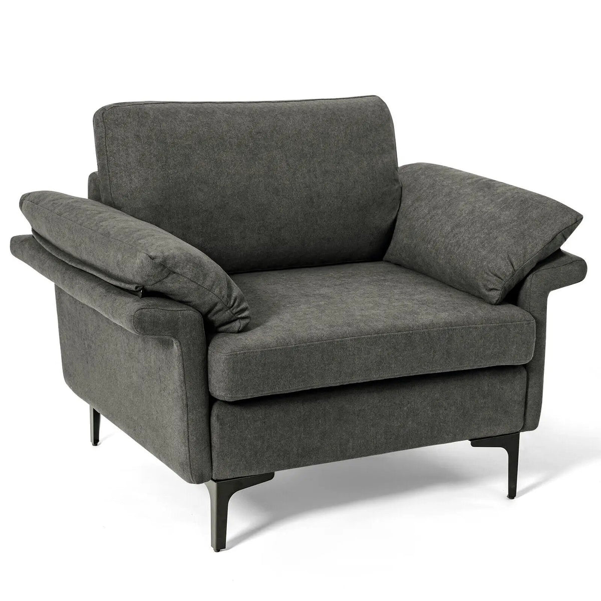 Modern Fabric Accent Armchair with Original Distributed Spring and Armrest Cushions by DirectDeals