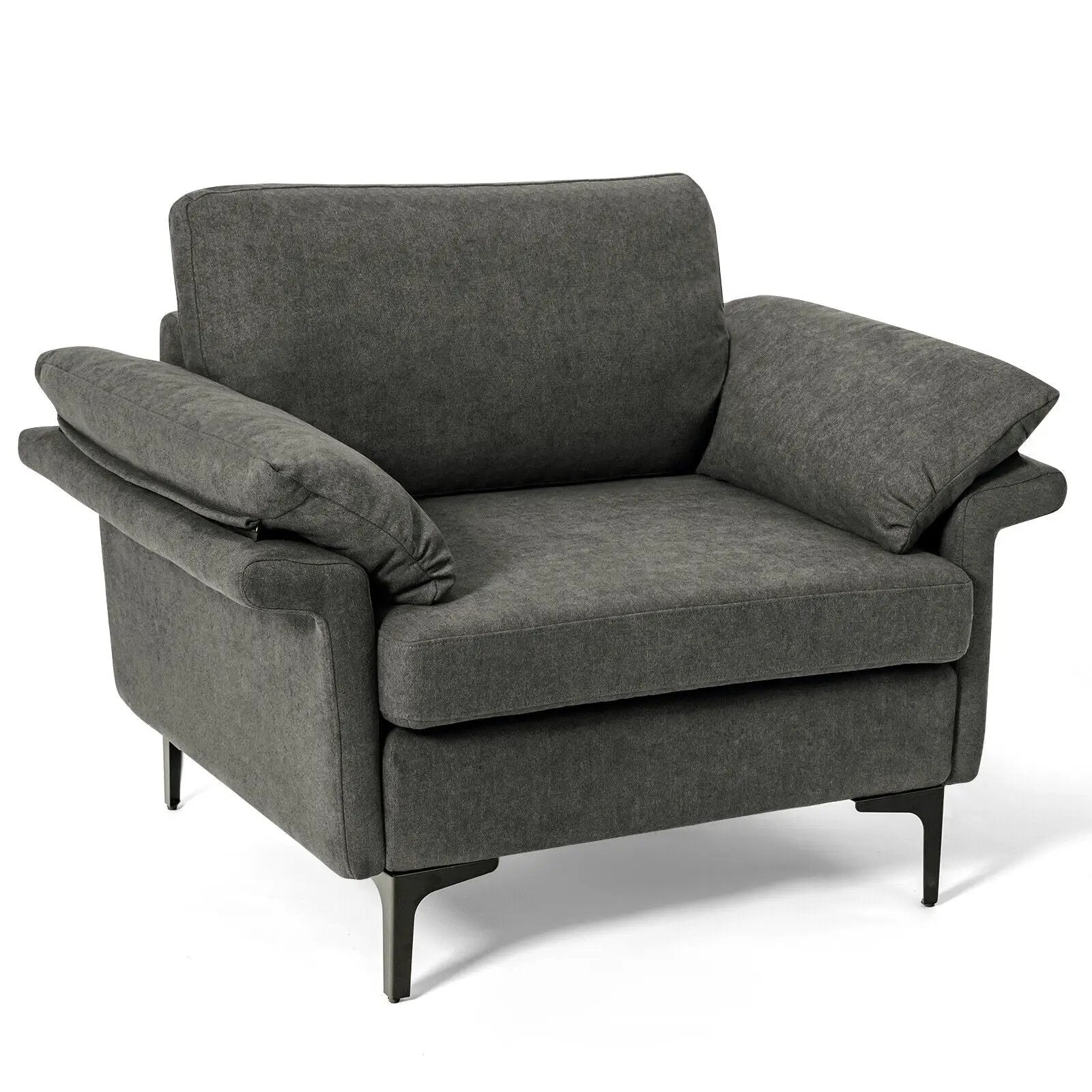 Modern Fabric Accent Armchair with Original Distributed Spring and Armrest Cushions by DirectDeals