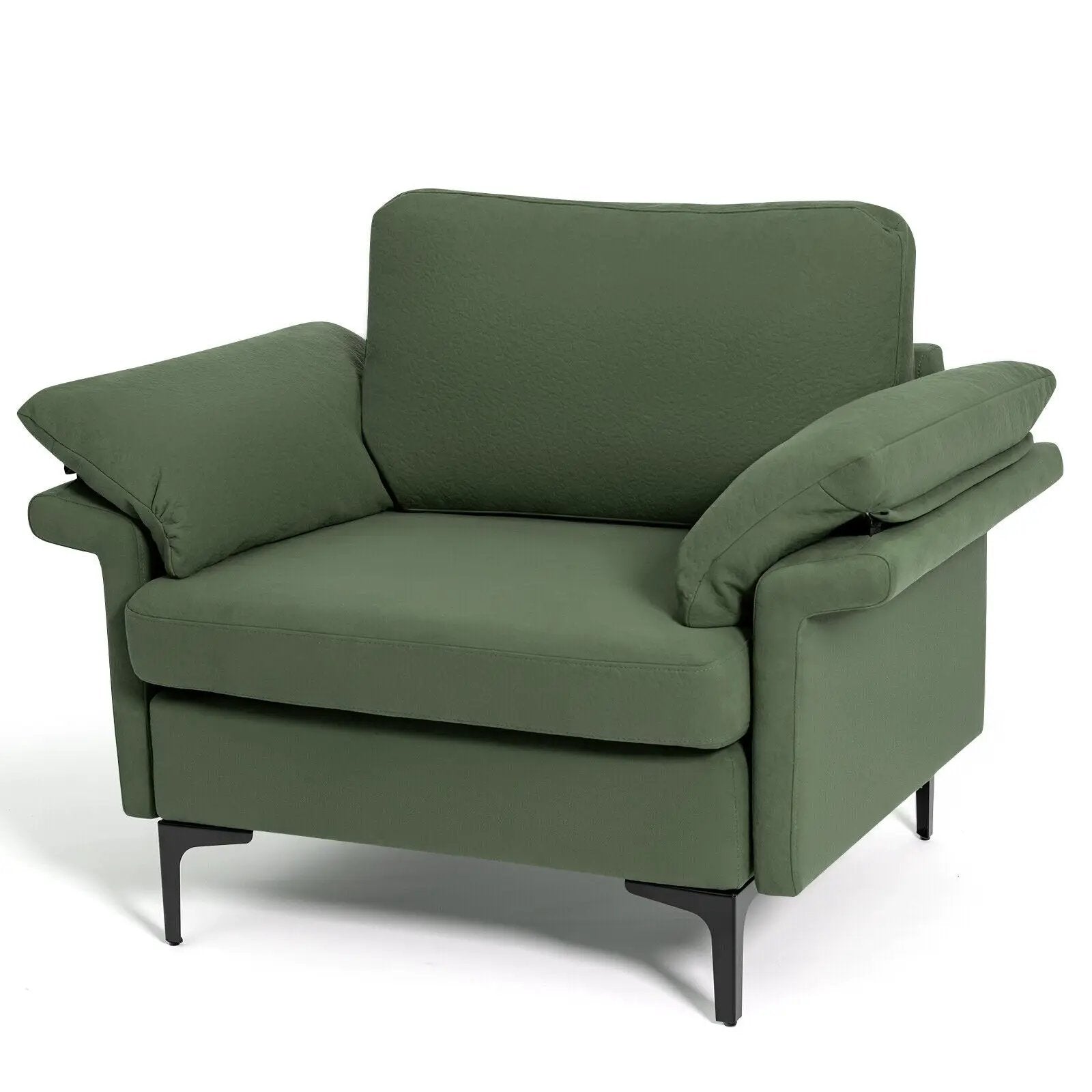 Modern Fabric Accent Armchair with Original Distributed Spring and Armrest Cushions by DirectDeals