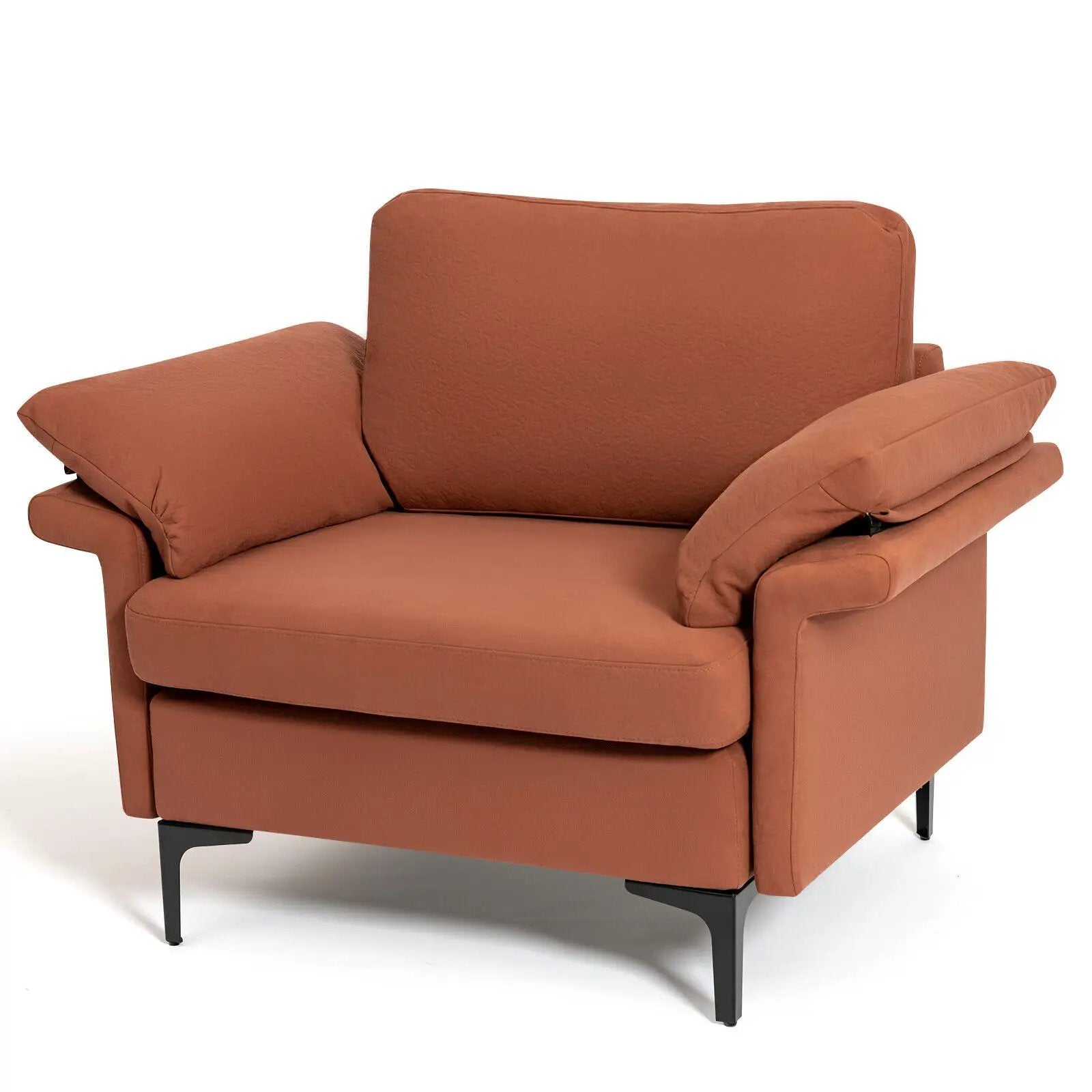 Modern Fabric Accent Armchair with Original Distributed Spring and Armrest Cushions by DirectDeals