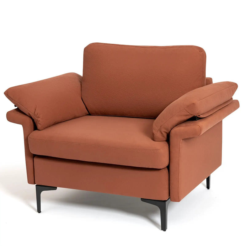 Modern Fabric Accent Armchair with Original Distributed Spring and Armrest Cushions by DirectDeals