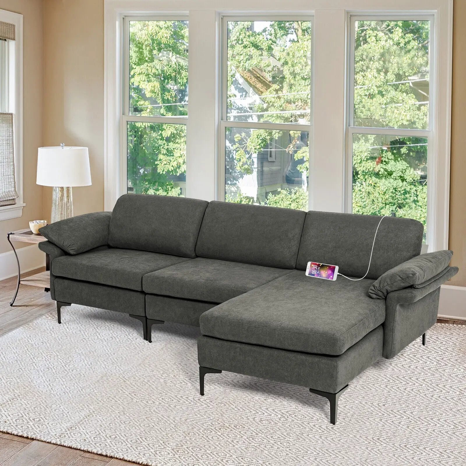 Extra Large Modular L-shaped Sectional Sofa with Reversible Chaise for 4-5 People by DirectDeals
