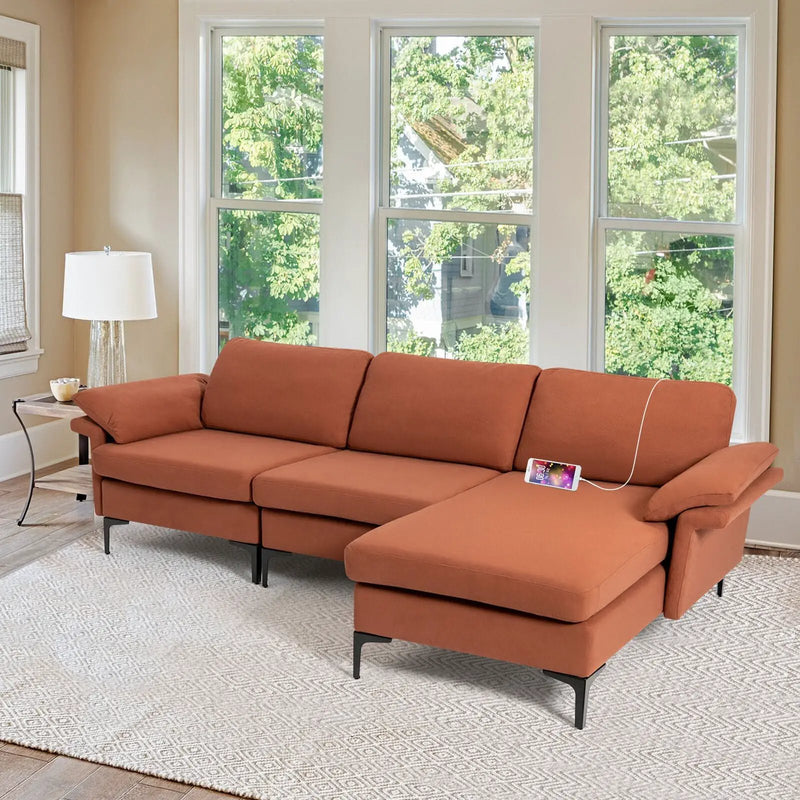 Extra Large Modular L-shaped Sectional Sofa with Reversible Chaise for 4-5 People by DirectDeals