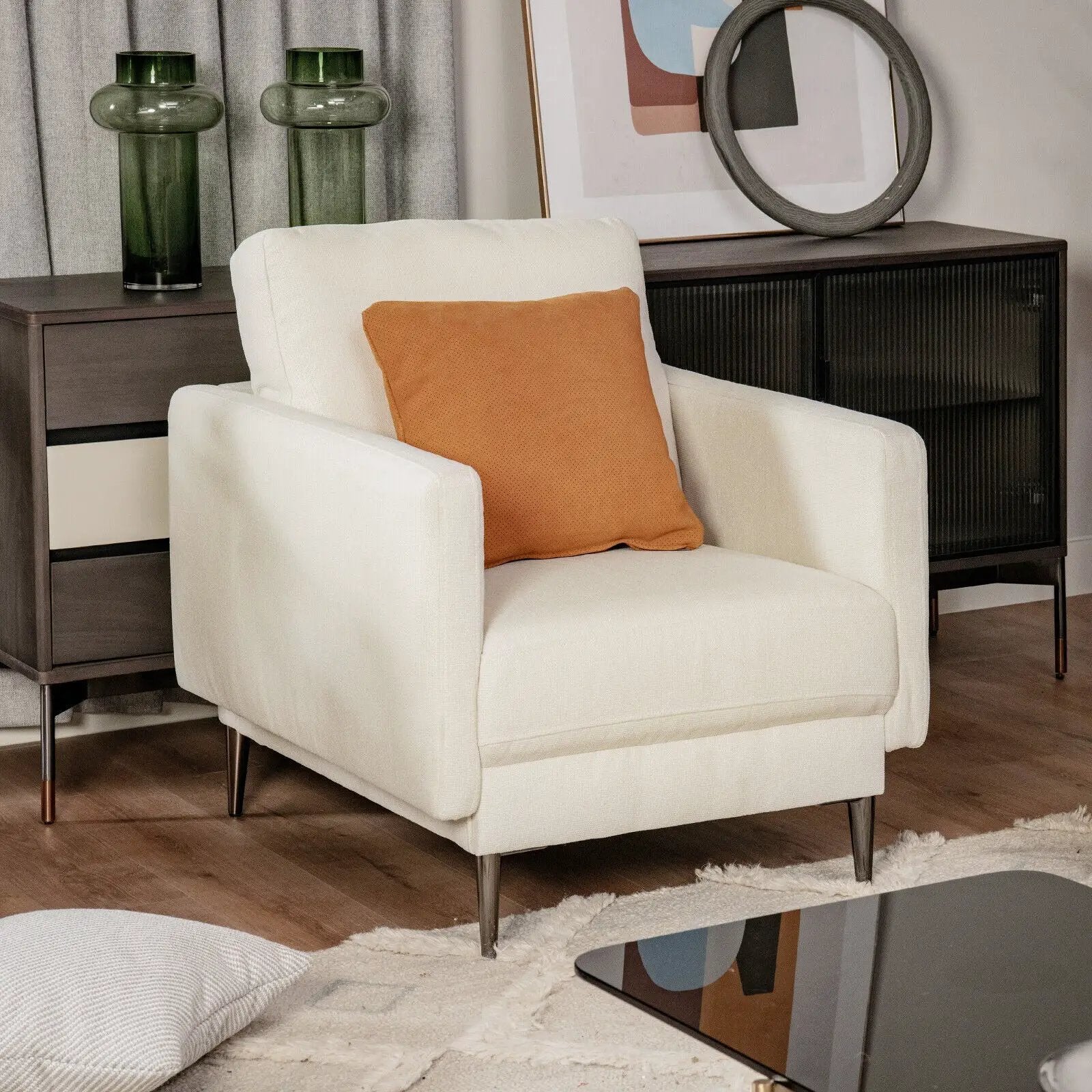 Modern Upholstered Accent Chair with Removable Backrest Cushion by DirectDeals