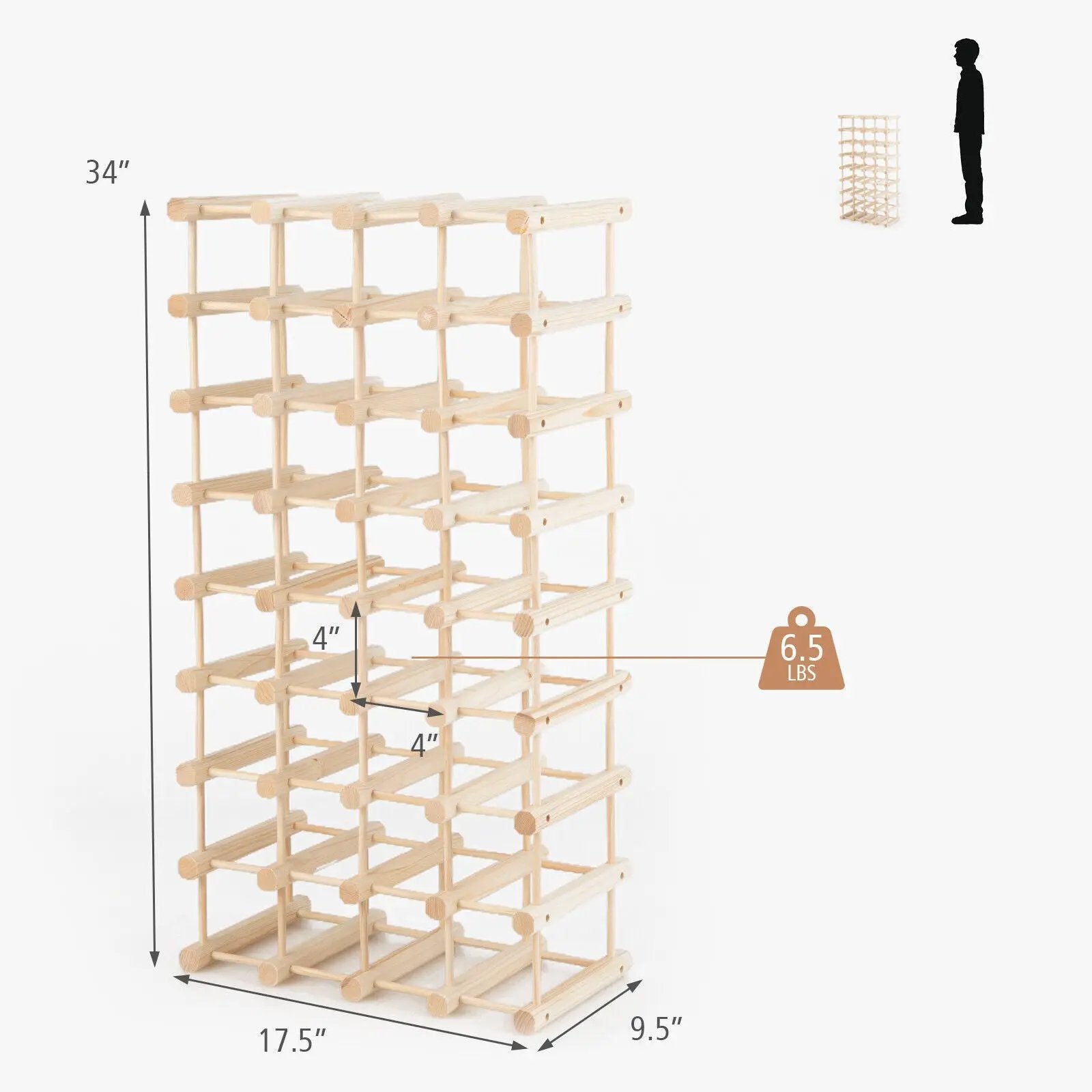 36-Bottle Wooden Wine Rack for Wine Cellar by DirectDeals