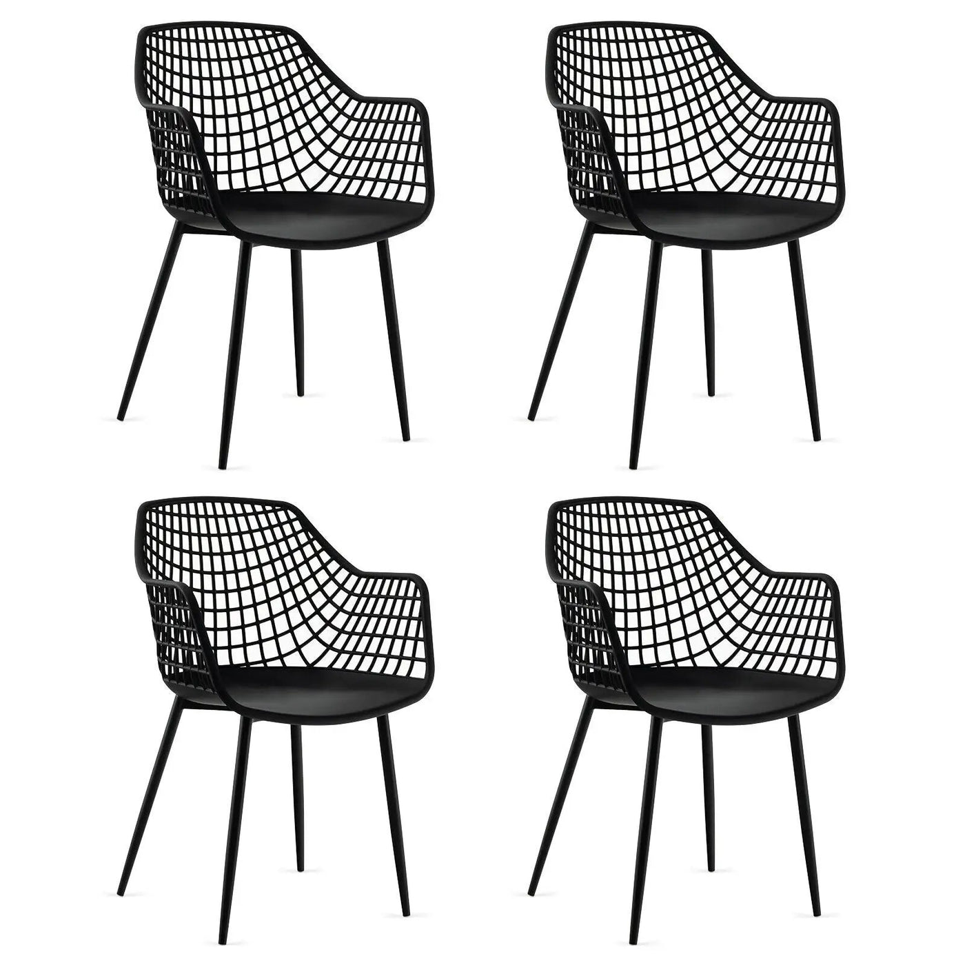 Set of 4 Heavy Duty Modern Dining Chair with Airy Hollow Backrest by DirectDeals