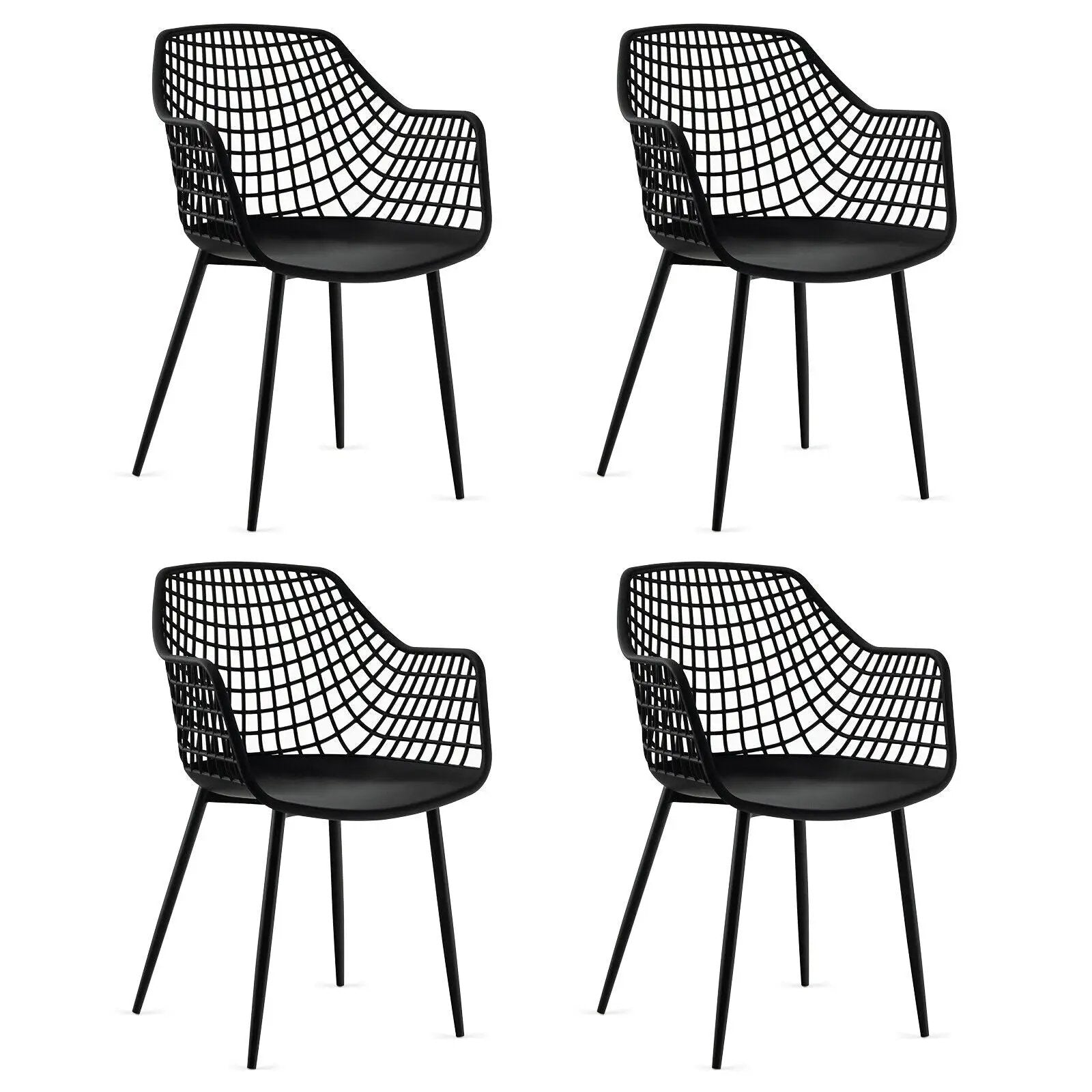 Set of 4 Heavy Duty Modern Dining Chair with Airy Hollow Backrest by DirectDeals