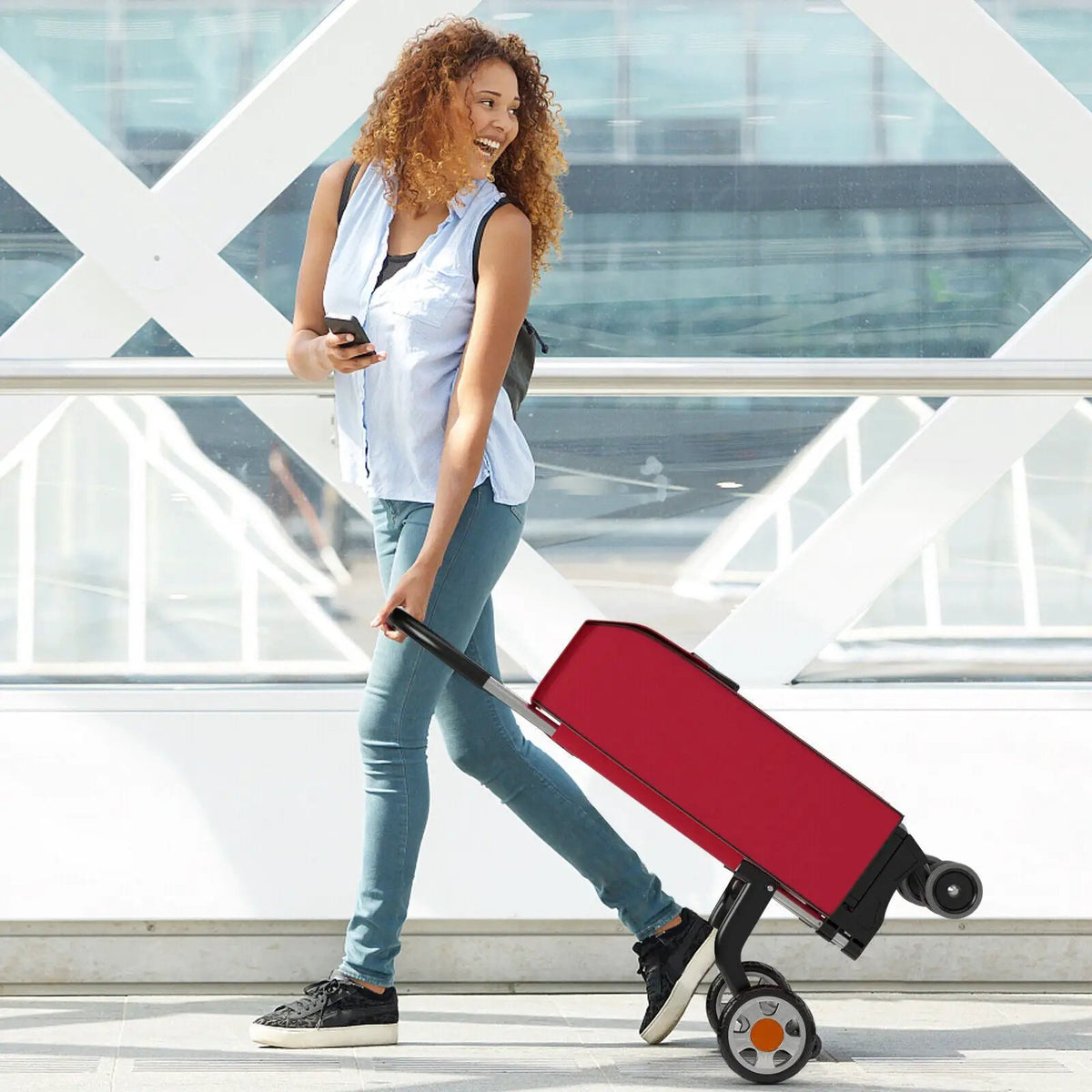 Folding Shopping Cart Utility Hand Truck with Rolling Swivel Wheels by DirectDeals