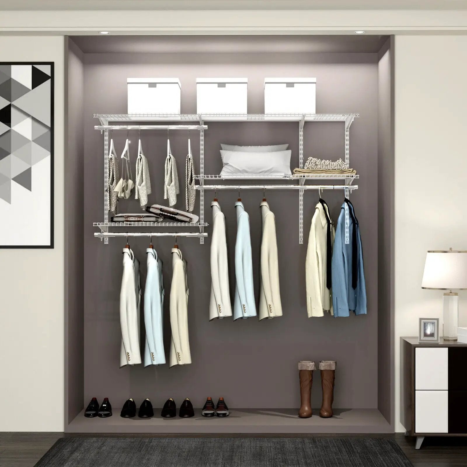 Custom Closet Organizer Kit 3 to 5 Feet Wall-Mounted Closet System with Hang Rod by DirectDeals