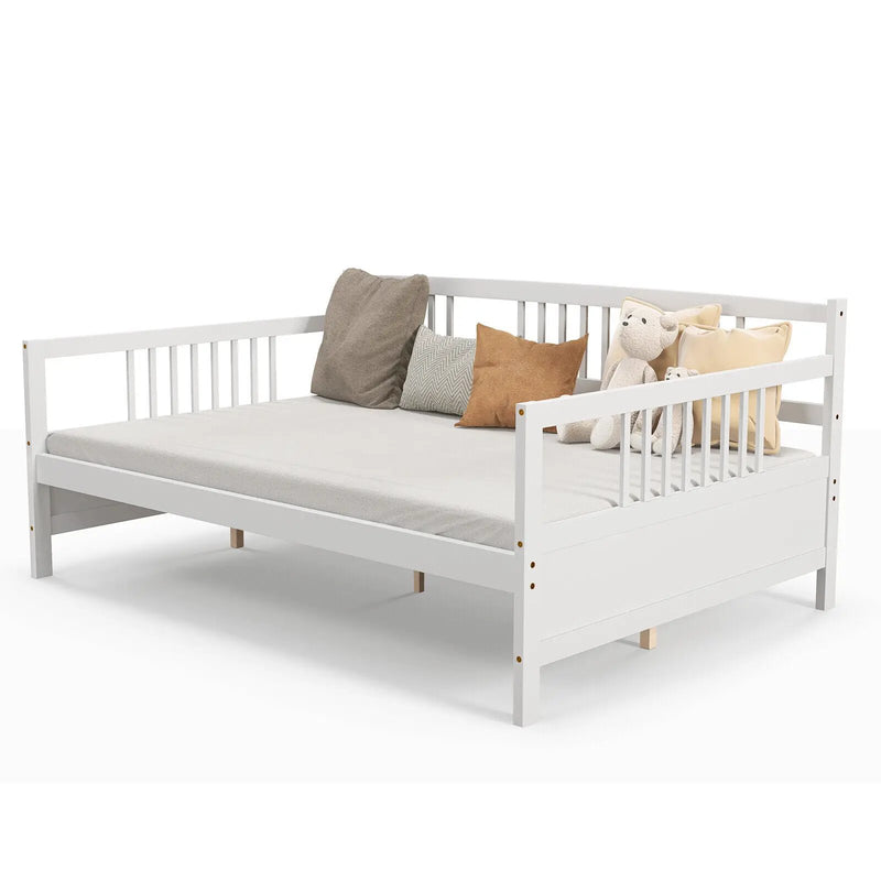 Classic Wooden Full Size Daybed Frame with Guardrails by DirectDeals