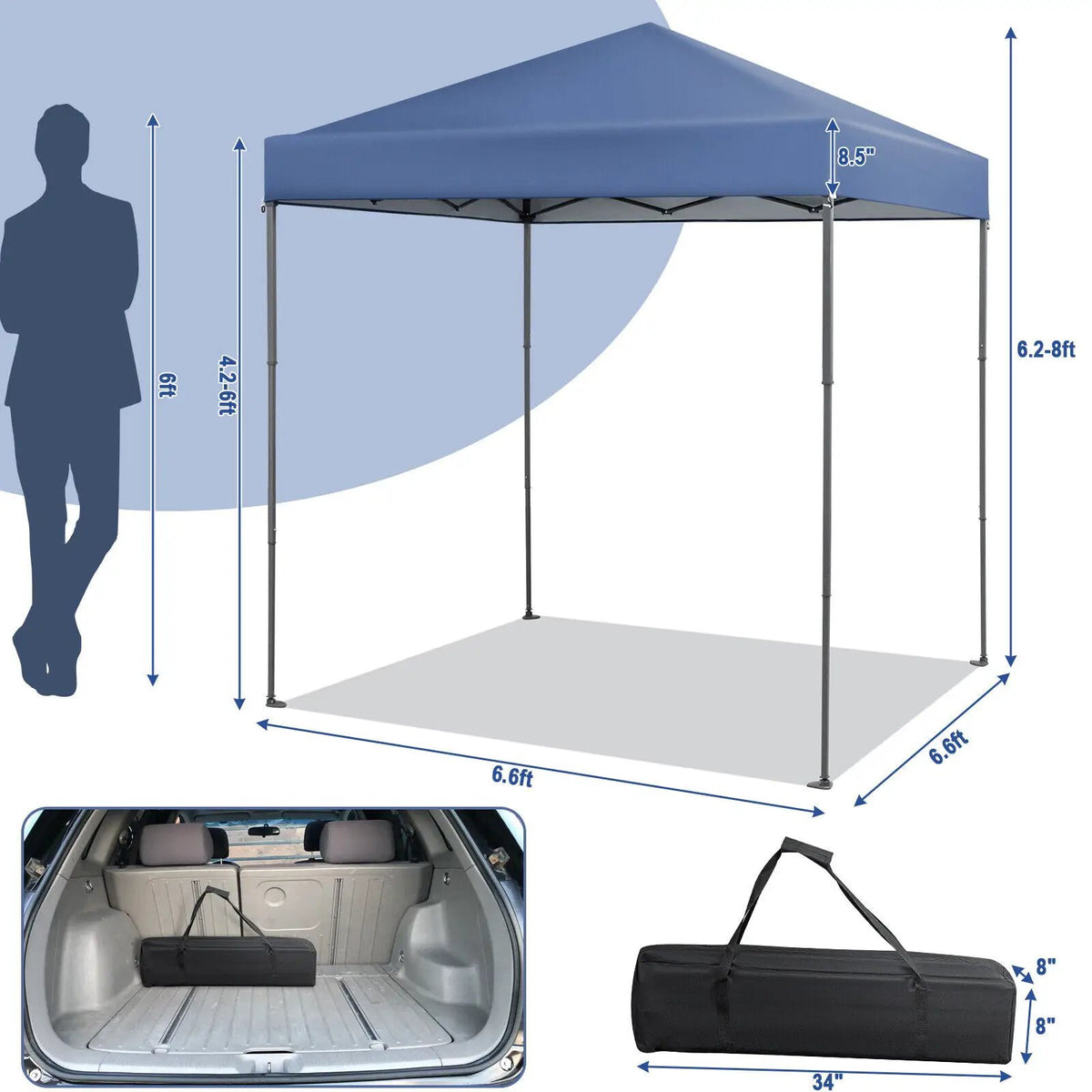 6.6 x 6.6 Feet Outdoor Pop-up Canopy Tent with UPF 50+ Sun Protection by DirectDeals