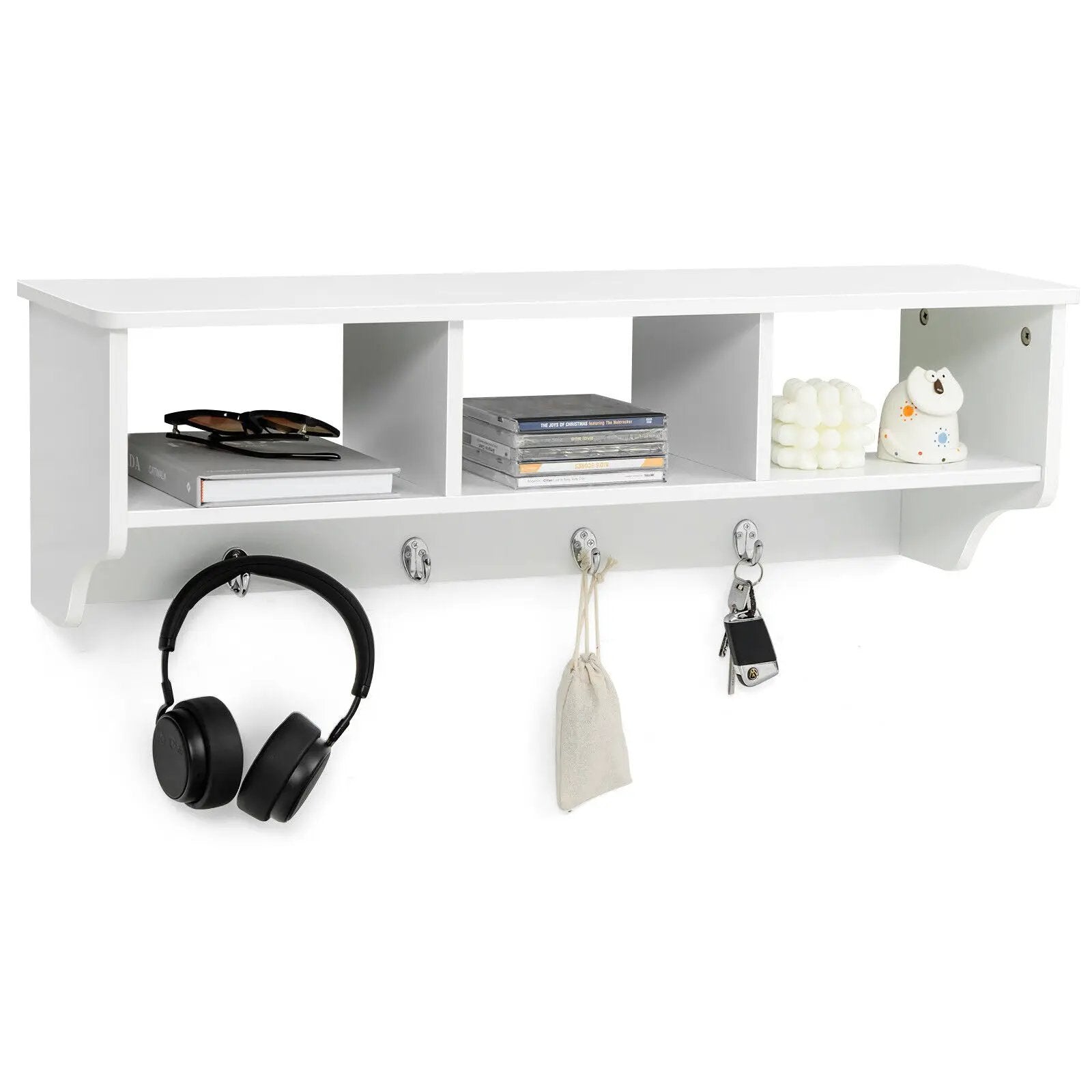 Wall Mount Cubby Organizer Hooks Entryway Storage Shelf by DirectDeals