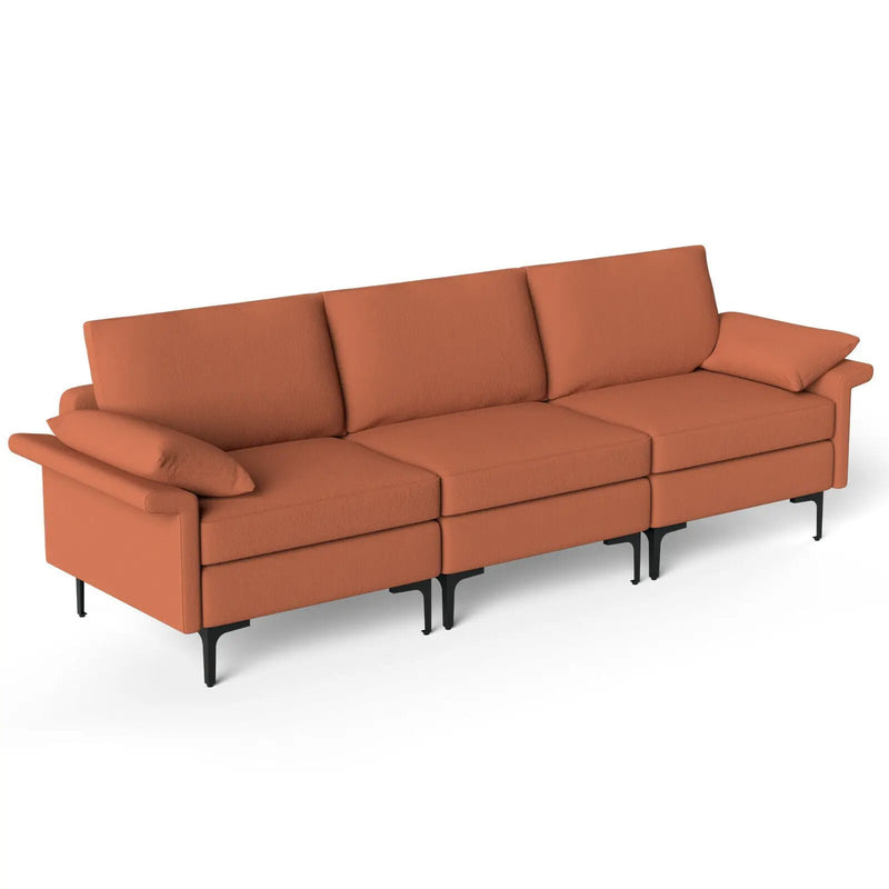 Large 3-Seat Sofa Sectional with Metal Legs for 3-4 people by DirectDeals