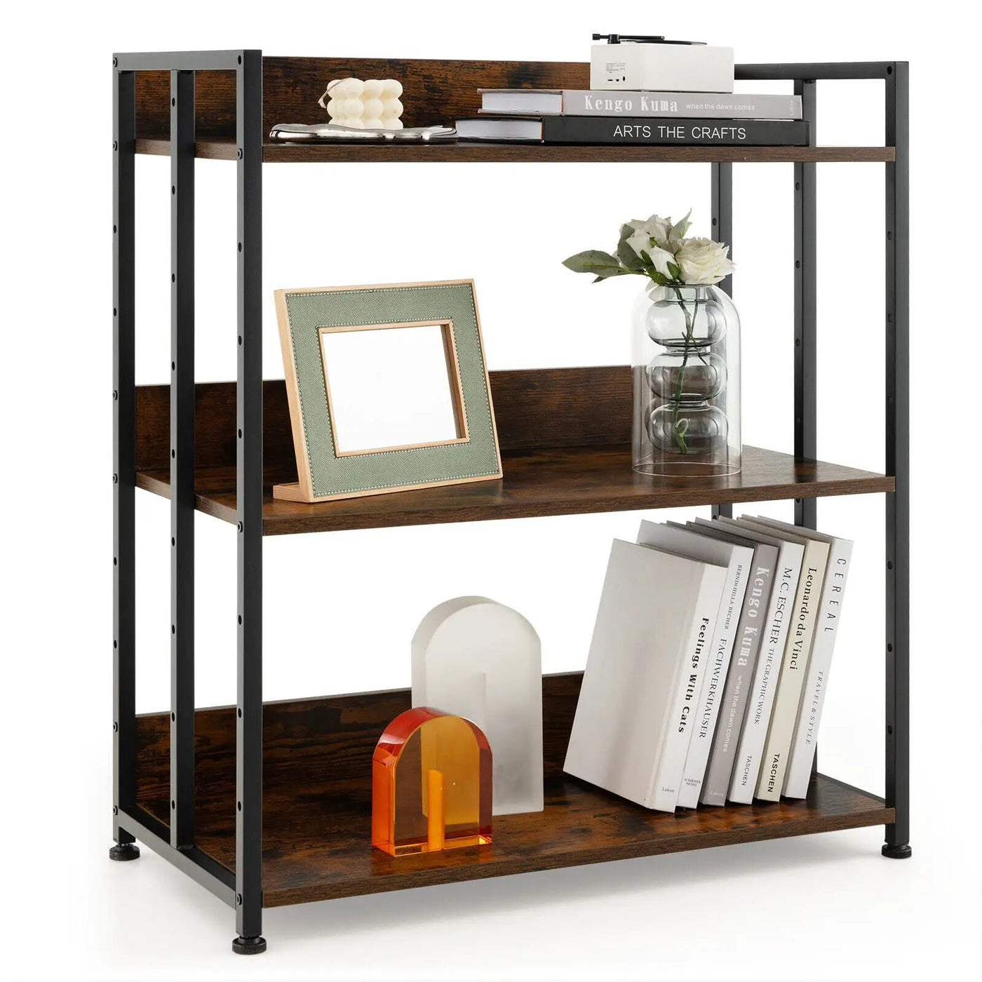 3/5-Tier Industrial Bookshelf Storage Shelf Display Rack with Adjustable Shelves by DirectDeals