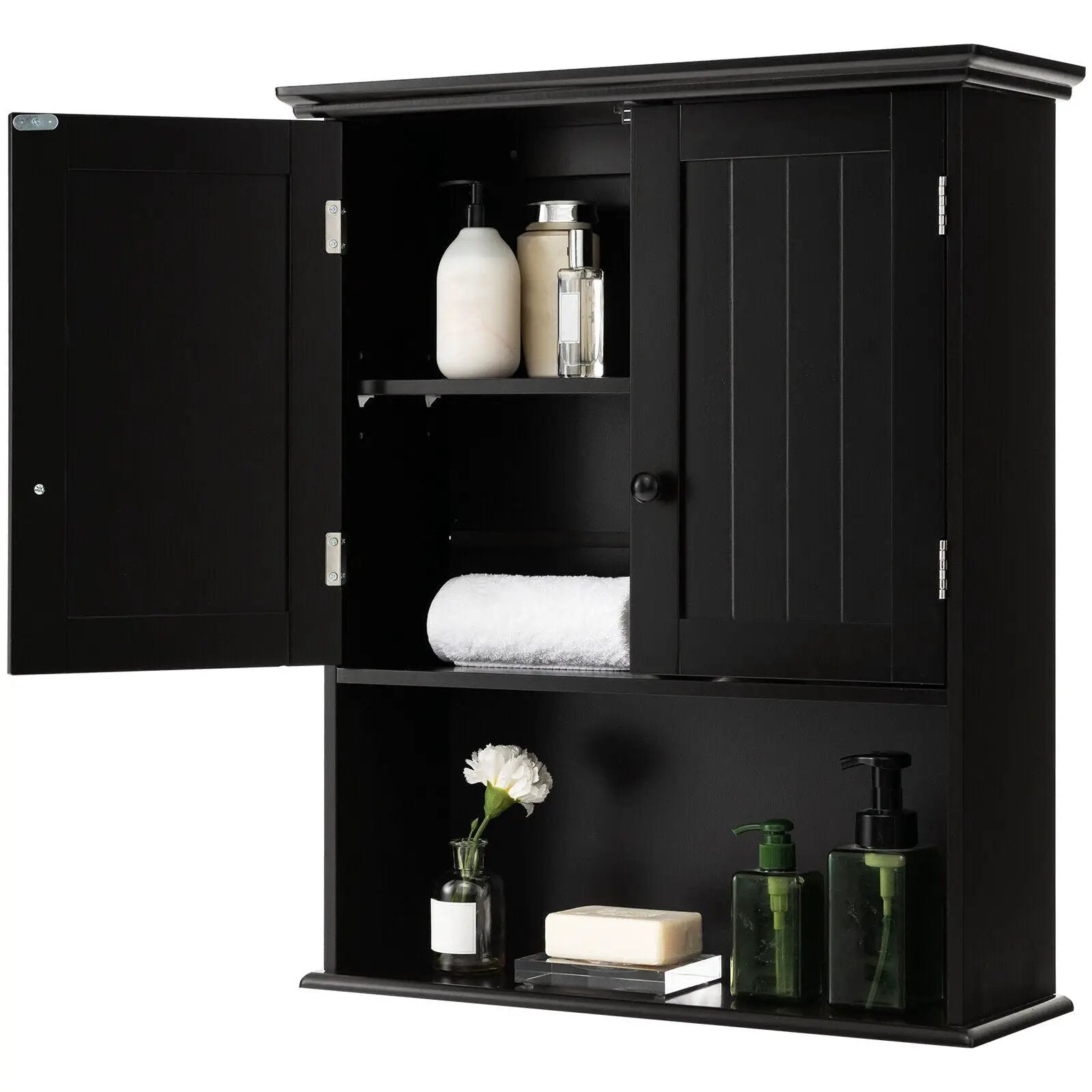 2-Door Wall Mount Bathroom Storage Cabinet with Open Shelf by DirectDeals