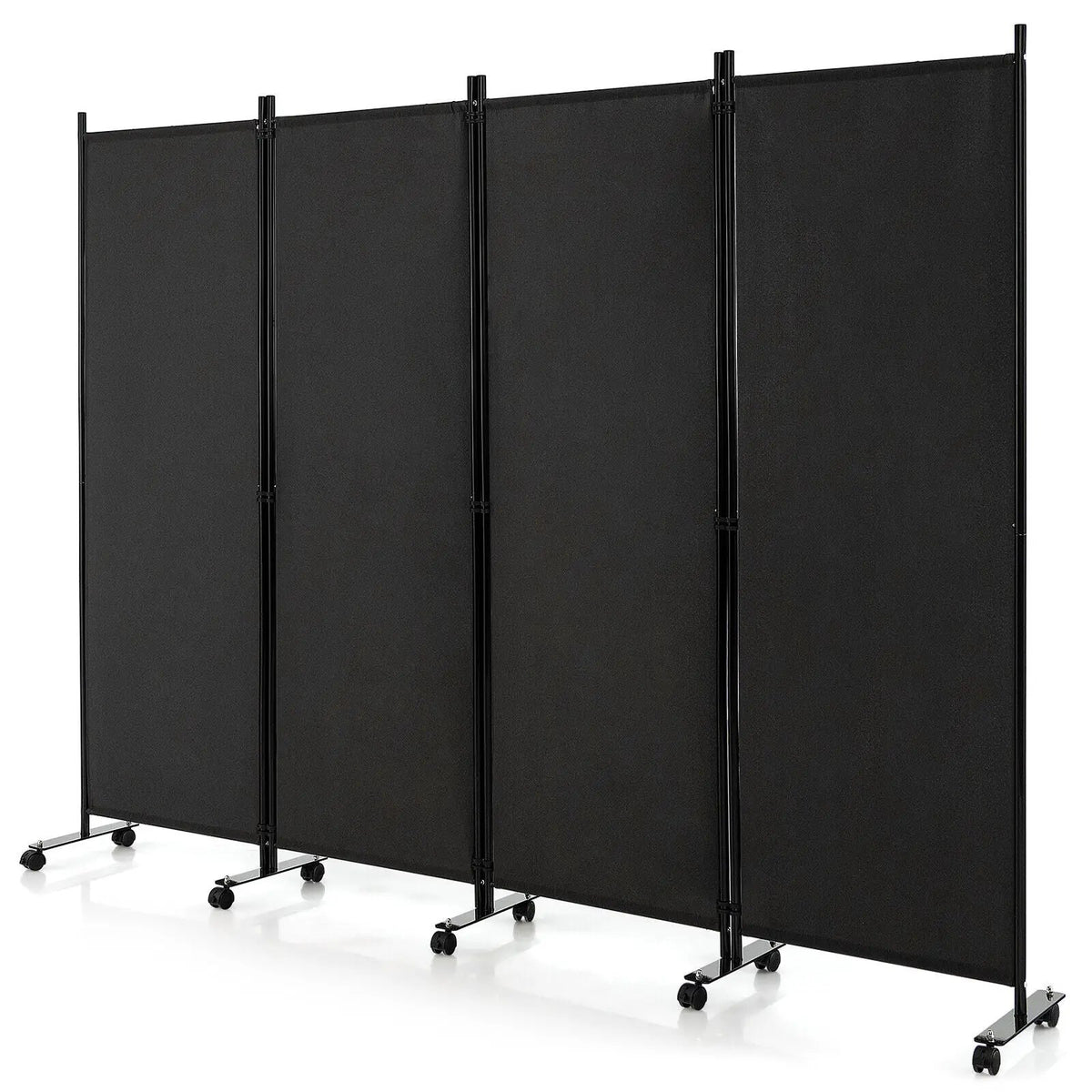 4-Panel Folding Room Divider 6 Feet Rolling Privacy Screen with Lockable Wheels by DirectDeals