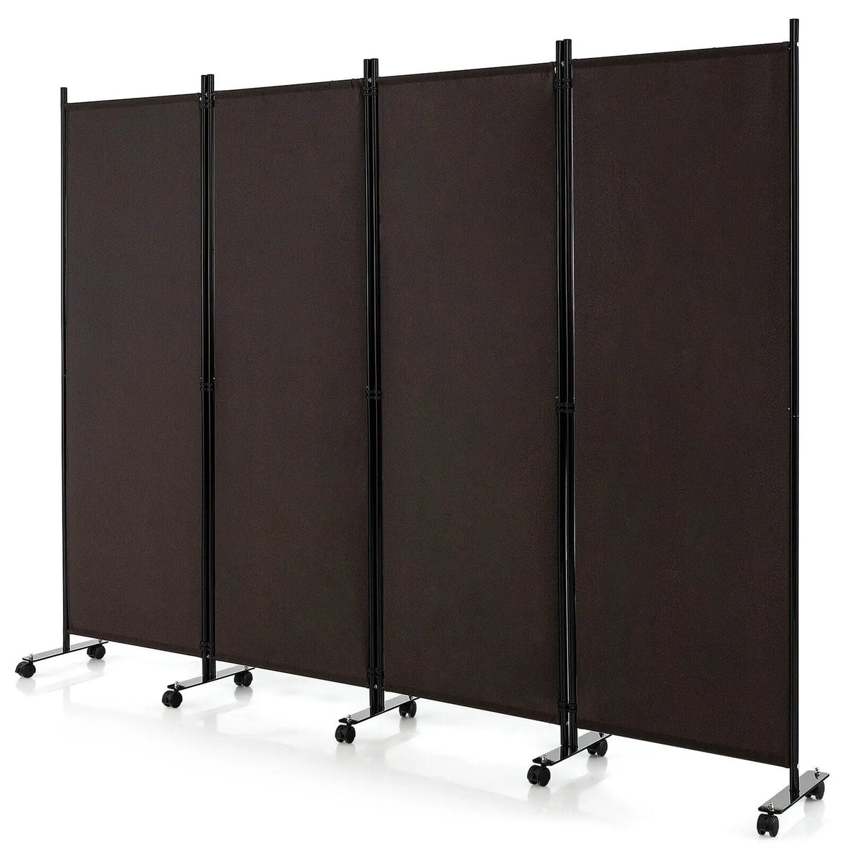 4-Panel Folding Room Divider 6 Feet Rolling Privacy Screen with Lockable Wheels by DirectDeals