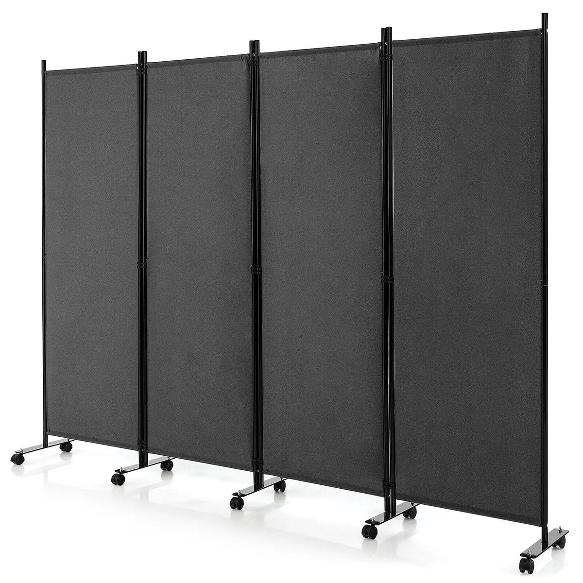 4-Panel Folding Room Divider 6 Feet Rolling Privacy Screen with Lockable Wheels by DirectDeals