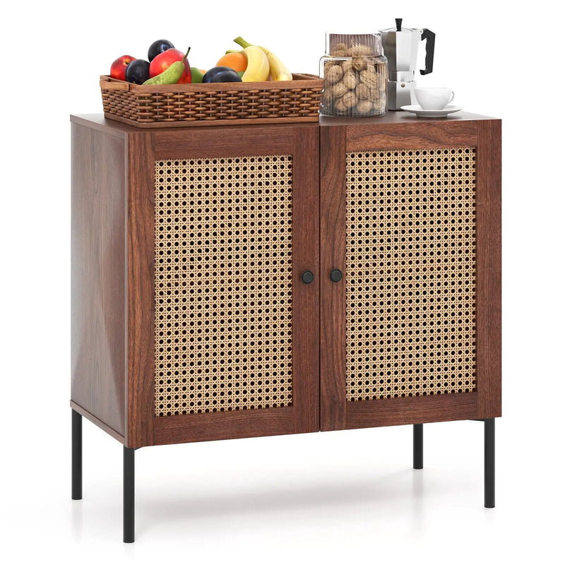 Kitchen Sideboard with 2 Rattan Doors and Adjustable Shelf by DirectDeals
