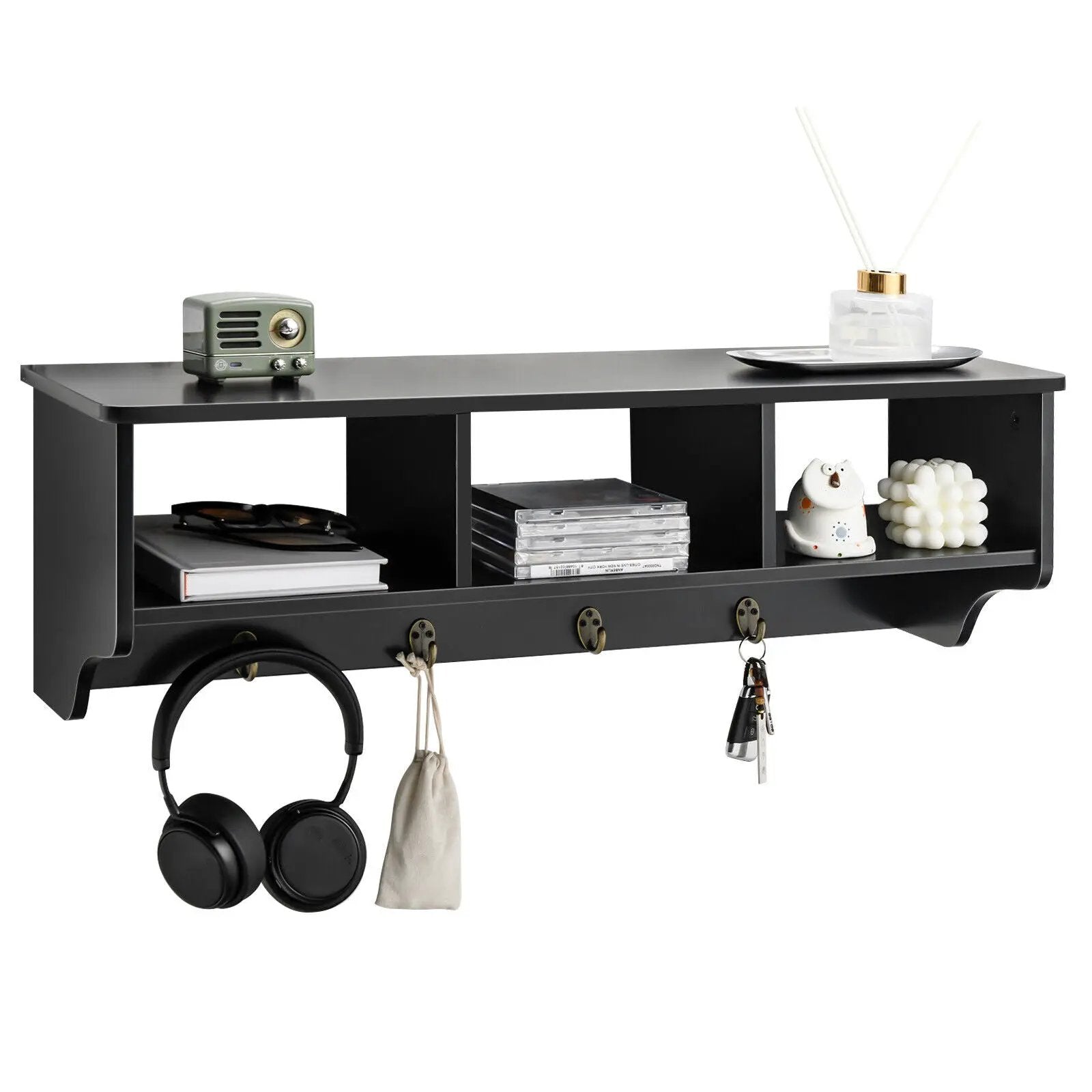 Wall Mount Cubby Organizer Hooks Entryway Storage Shelf by DirectDeals