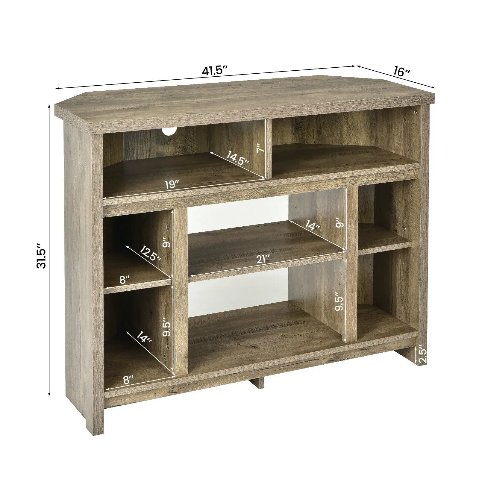 Modern Corner TV Stand with Adjustable Shelves for TVs up to 48 Inch by DirectDeals