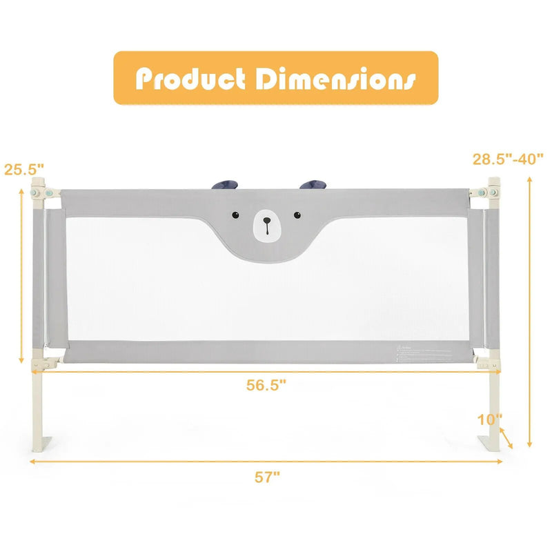 57 Inches Bed Rail for Toddlers with Double Lock-Gray by DirectDeals