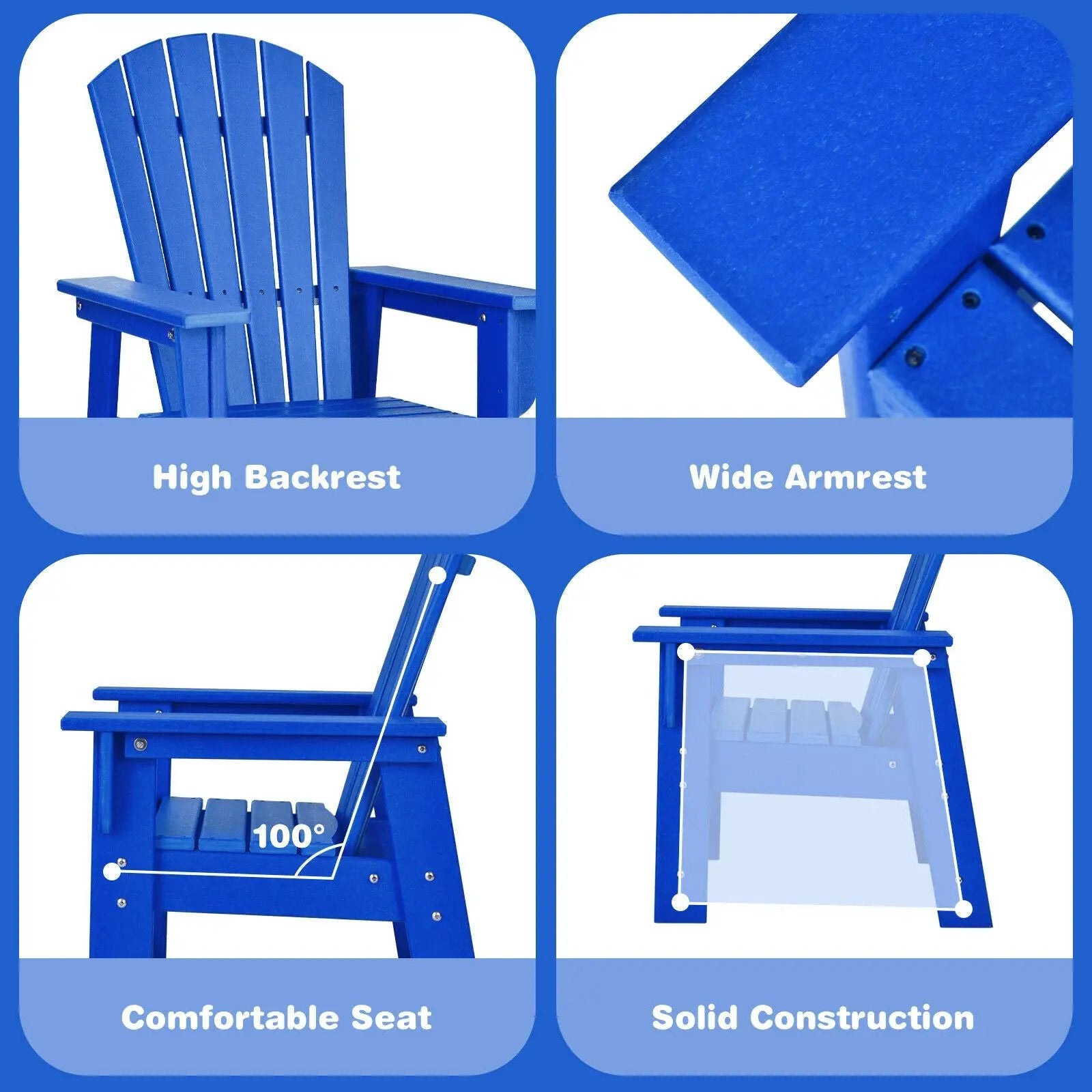 Patio Kids' Adirondack Chair with Ergonomic Backrest by DirectDeals
