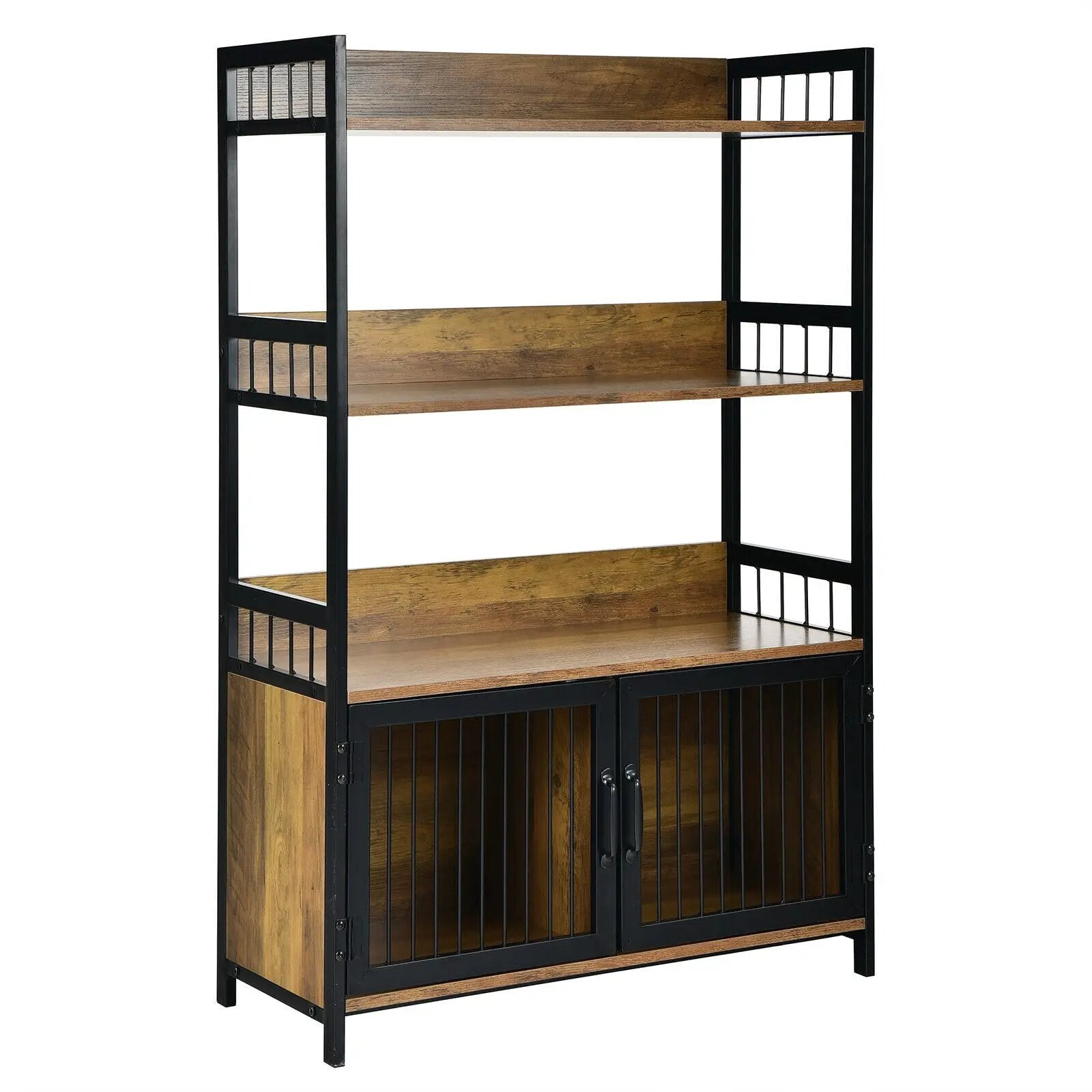3-Tier Baker's Rack with Storage Cabinet-Rustic Brown by DirectDeals