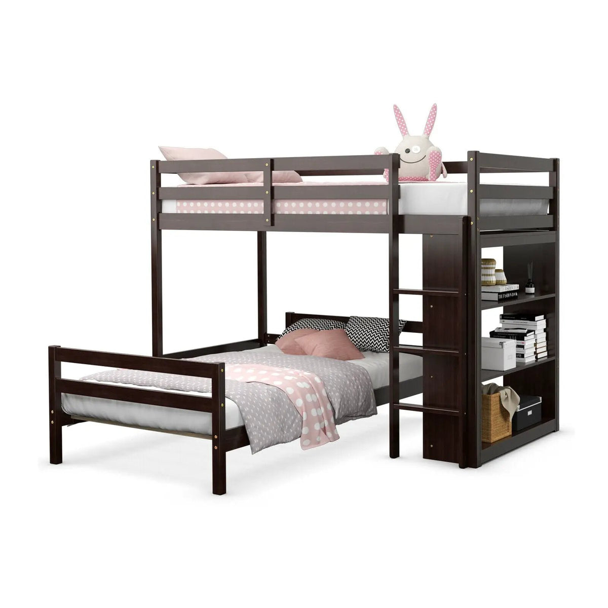 Twin Over Twin Loft Bunk Bed with Bookcase by DirectDeals