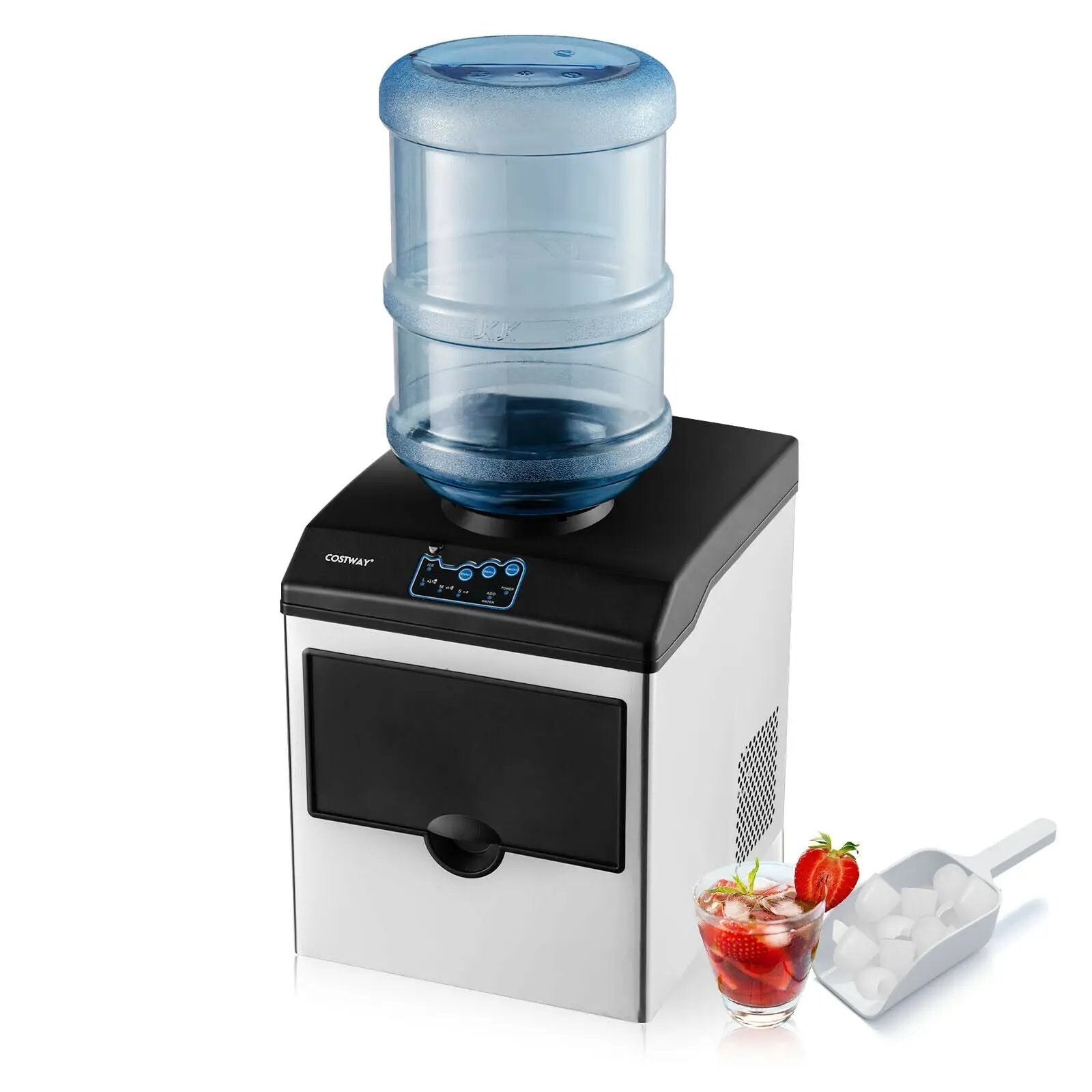 2-in-1 Stainless Steel Countertop Ice Maker with Water Dispenser by DirectDeals