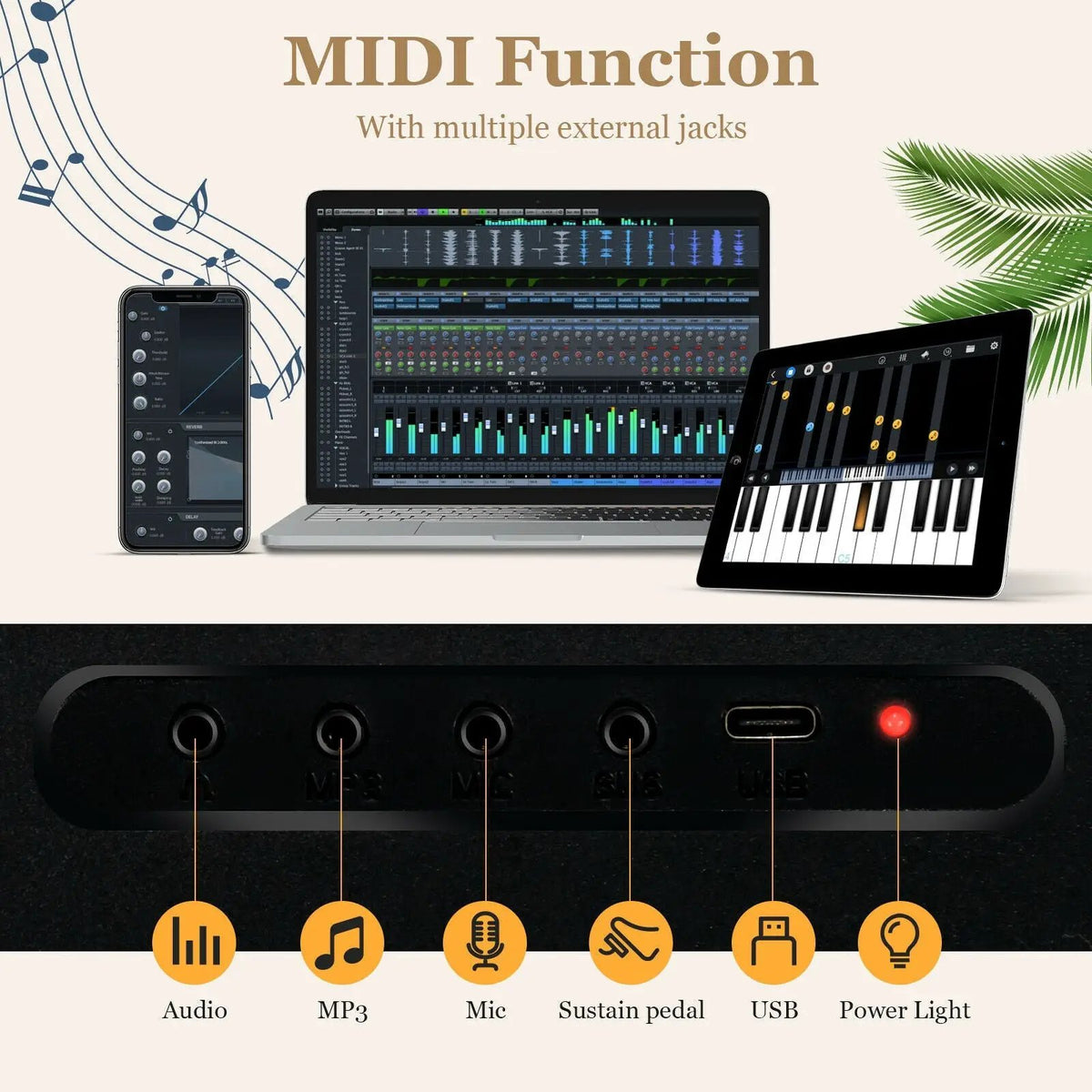 88-Key Foldable Digital Piano with MIDI and Wireless BT by DirectDeals