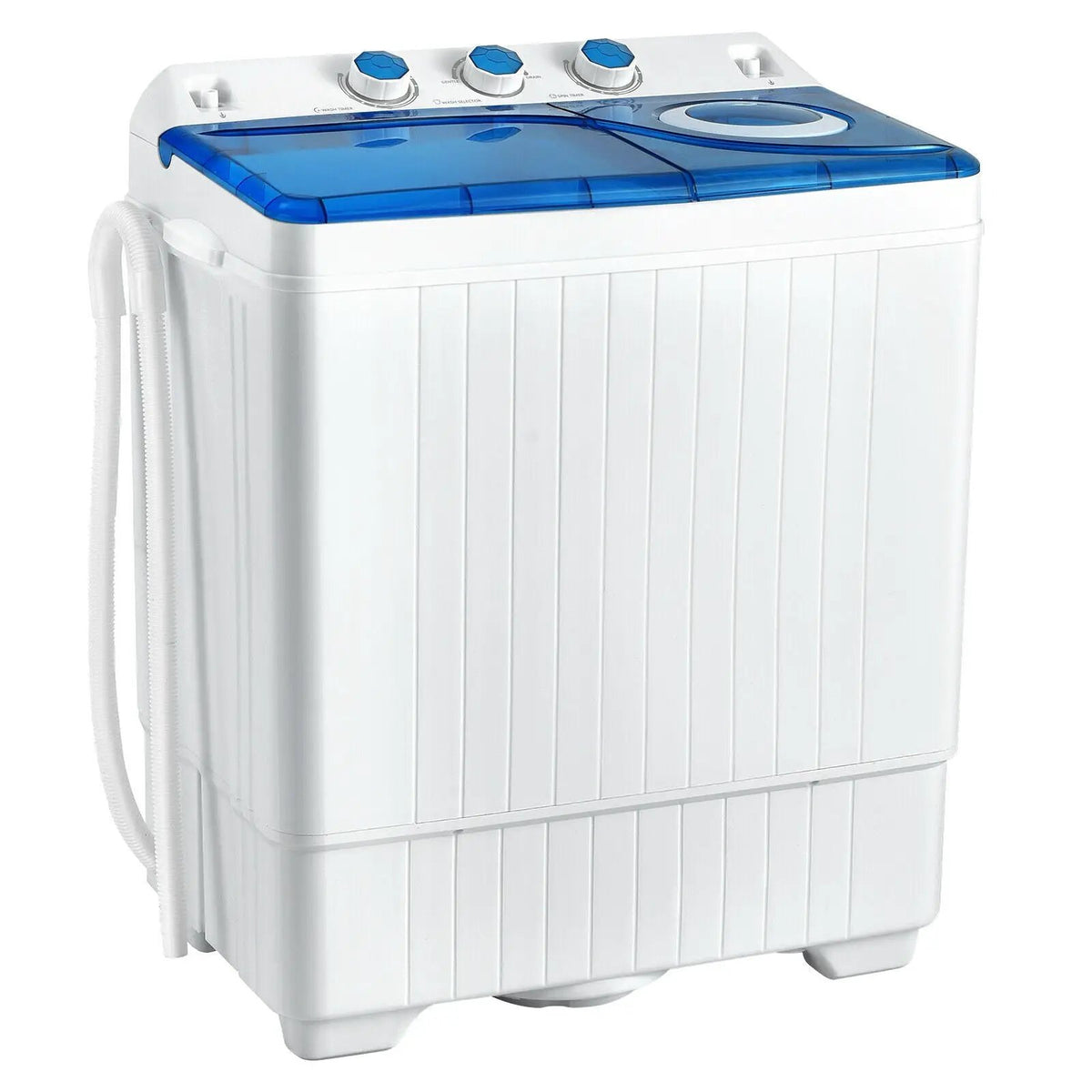 26 LBS Twin Tub Portable Washing Machine with Built-In Drain Pump-Gray by DirectDeals