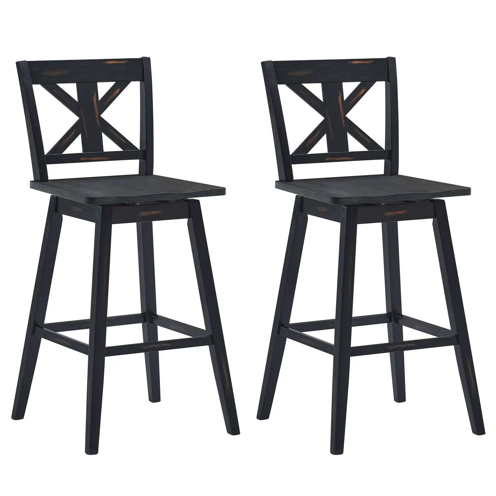 Set of 2 360-Degree Swivel Bar Stools for Home Restaurant by DirectDeals