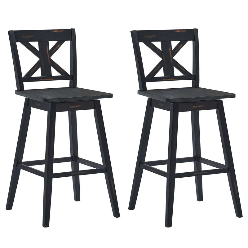 Set of 2 360-Degree Swivel Bar Stools for Home Restaurant by DirectDeals