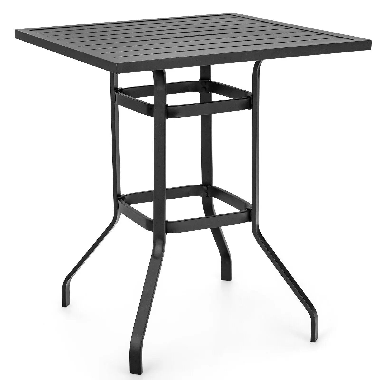 32 Inches Outdoor Steel Square Bar Table with Powder-Coated Tabletop by DirectDeals