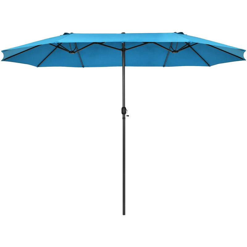 15 Feet Patio Double-Sided Umbrella with Hand-Crank System by DirectDeals