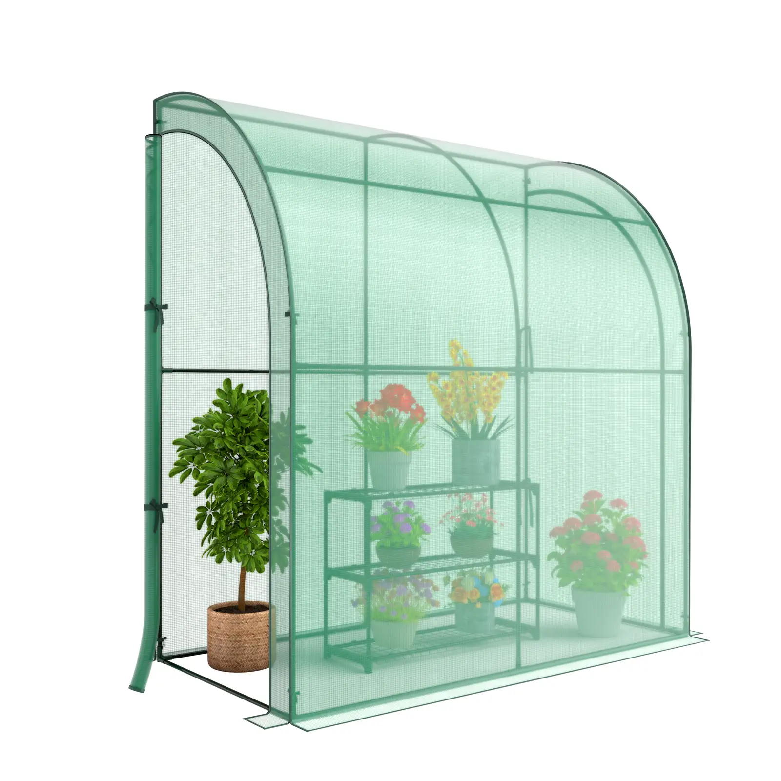 7 x 3.5 x 7 Feet Lean-to Greenhouse with Flower Rack by DirectDeals
