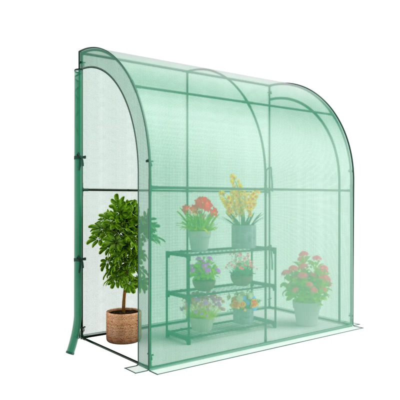 7 x 3.5 x 7 Feet Lean-to Greenhouse with Flower Rack by DirectDeals