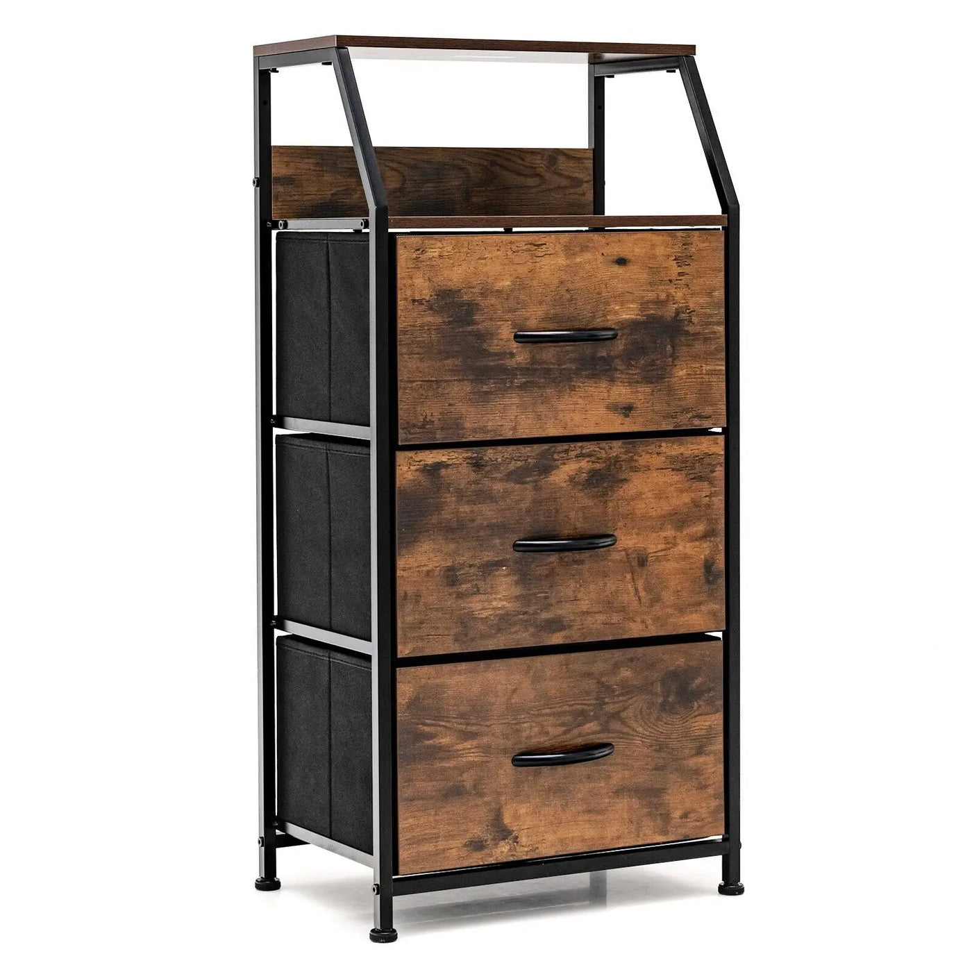 Freestanding Cabinet Dresser with Wooden Top Shelves by DirectDeals