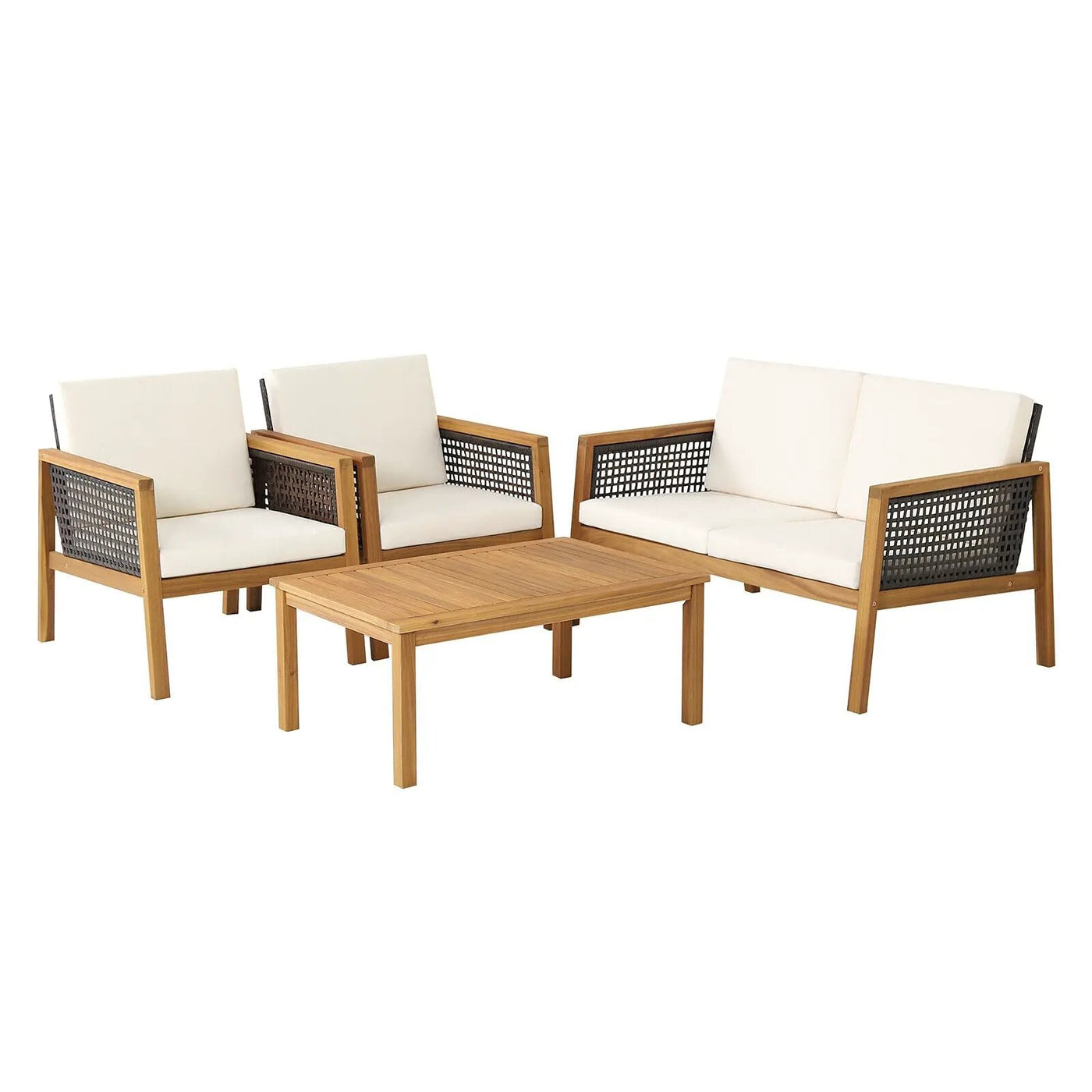 4 Pieces Patio Rattan Furniture Set with Removable Cushions by DirectDeals