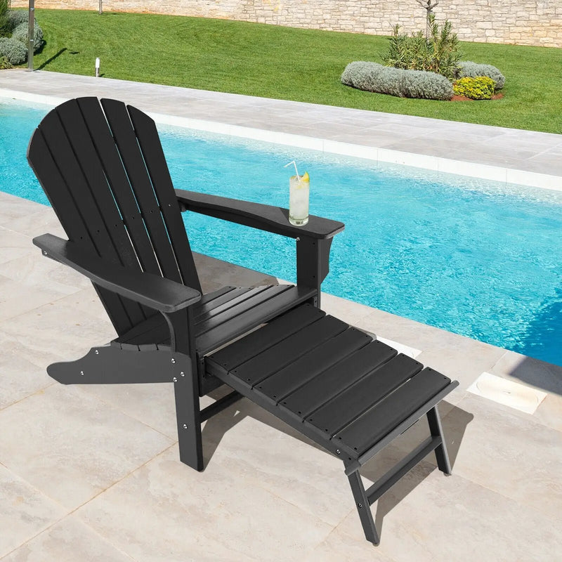 Patio HDPE Adirondack Chair with Retractable Ottoman by DirectDeals