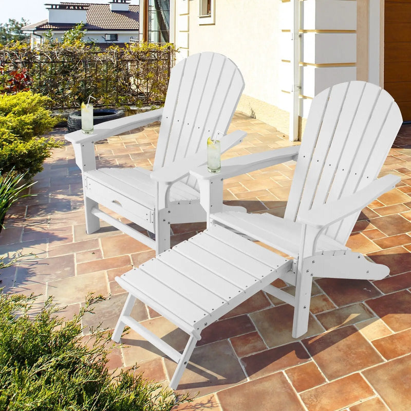 Patio HDPE Adirondack Chair with Retractable Ottoman by DirectDeals